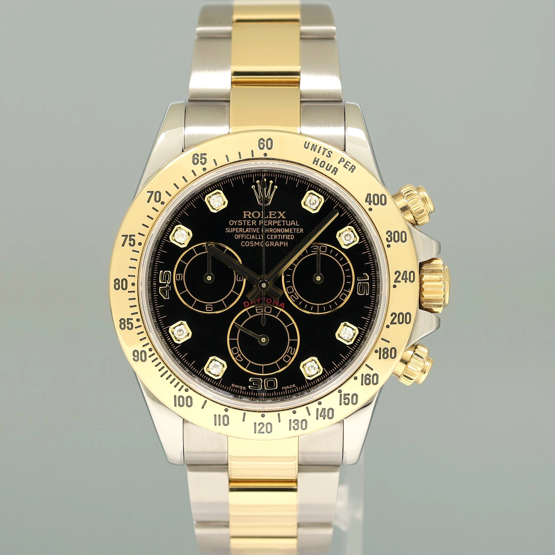2014 MINT Rolex Daytona 116523 Black Diamond Steel Yellow Gold Two Tone Watch Box