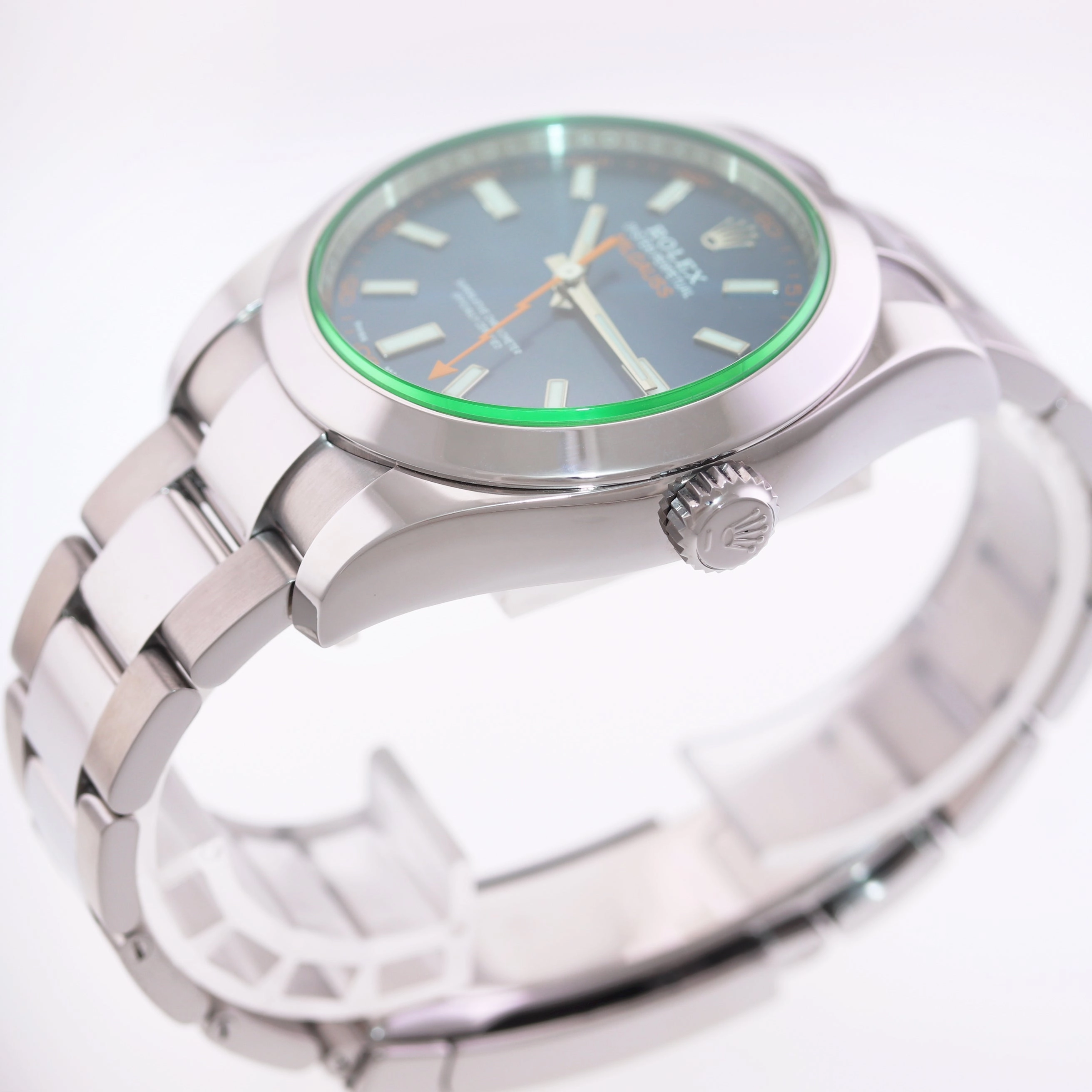 2018 MINT PAPERS Rolex Milgauss Blue Dial Anniversary Green 116400GV Steel Watch