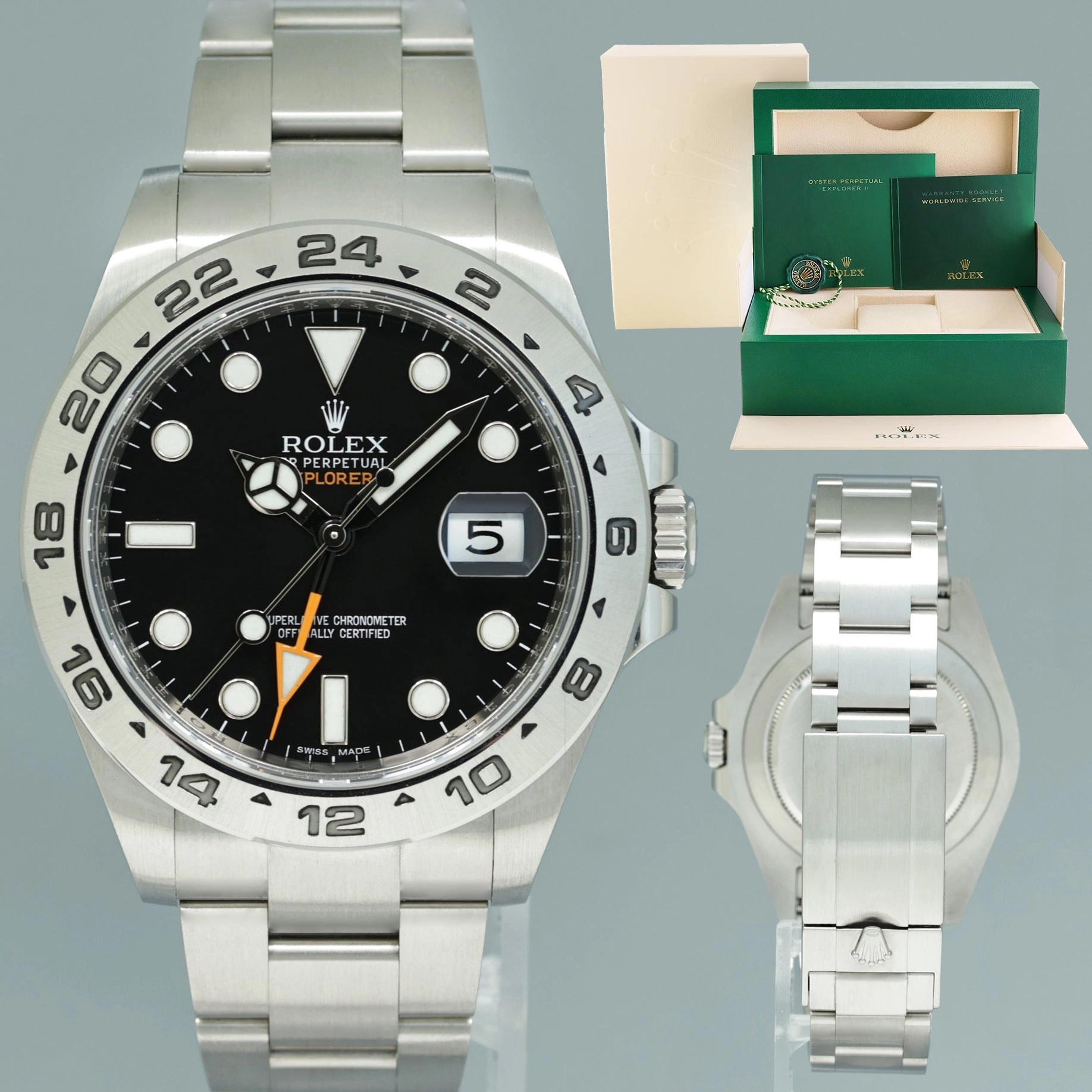 2018 MINT Rolex Explorer II 42mm 216570 Black Dial Steel Oyster Watch Box