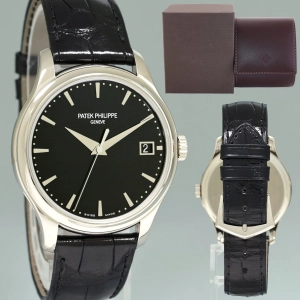 2020 MINT Patek Philippe Calatrava 5227G 39mm White Gold Leather Black Dial Watch