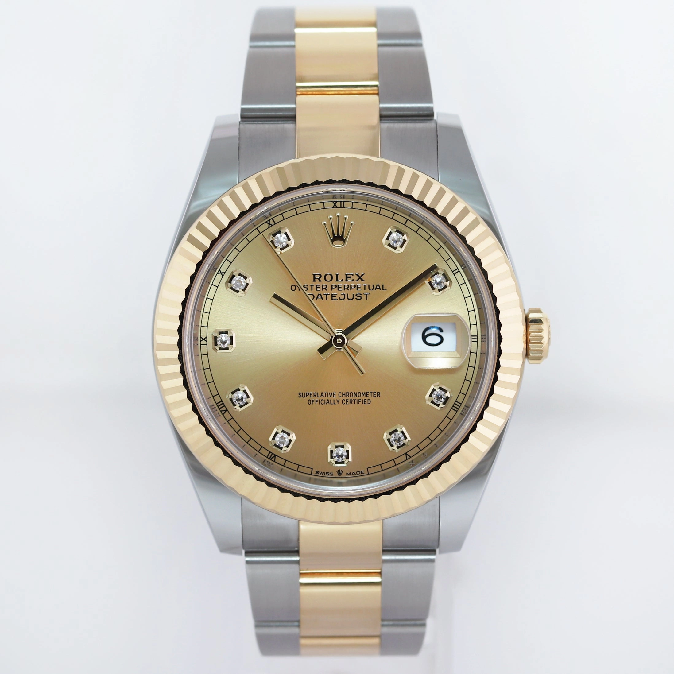 2021 MINT Rolex DateJust 126333 Two Tone Gold Champagne Diamond 41mm Watch Box
