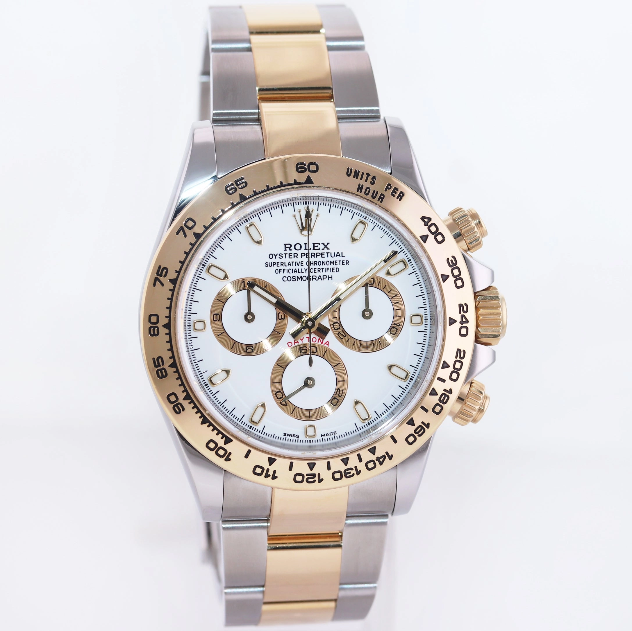 2022 NEW Rolex Daytona 116503 White Chronograph Two Tone Gold Steel Watch Box