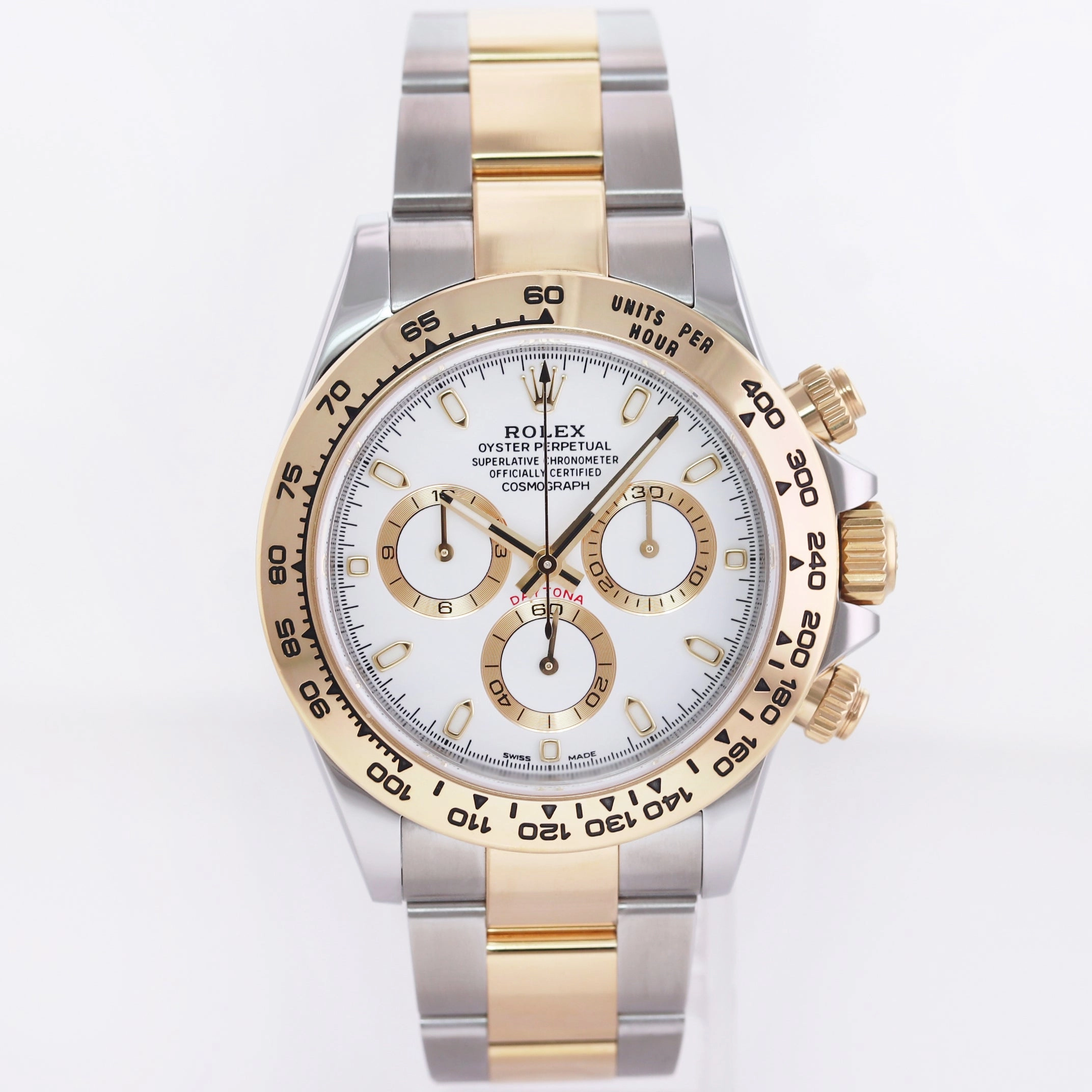2022 NEW Rolex Daytona 116503 White Chronograph Two Tone Gold Steel Watch Box