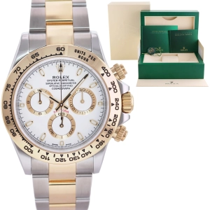 2022 NEW Rolex Daytona 116503 White Chronograph Two Tone Gold Steel Watch Box