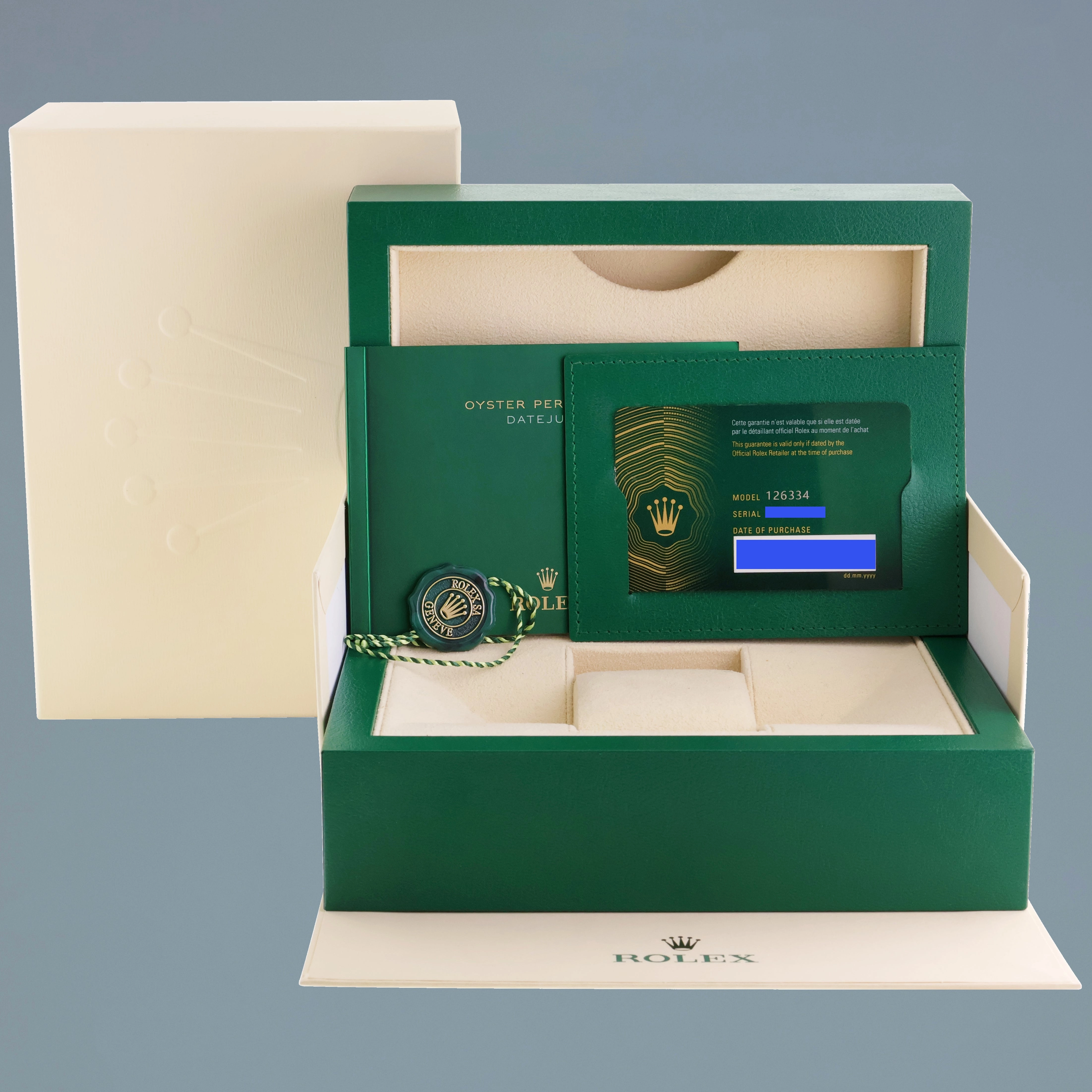 2023 NEW PAPERS Rolex DateJust 41 Silver Stick Jubilee White Gold Fluted 126334 Watch