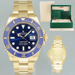 2023 NEW Rolex Sunburst Blue Dial Ceramic Bezel 126618LB Yellow Gold 41mm Watch Box