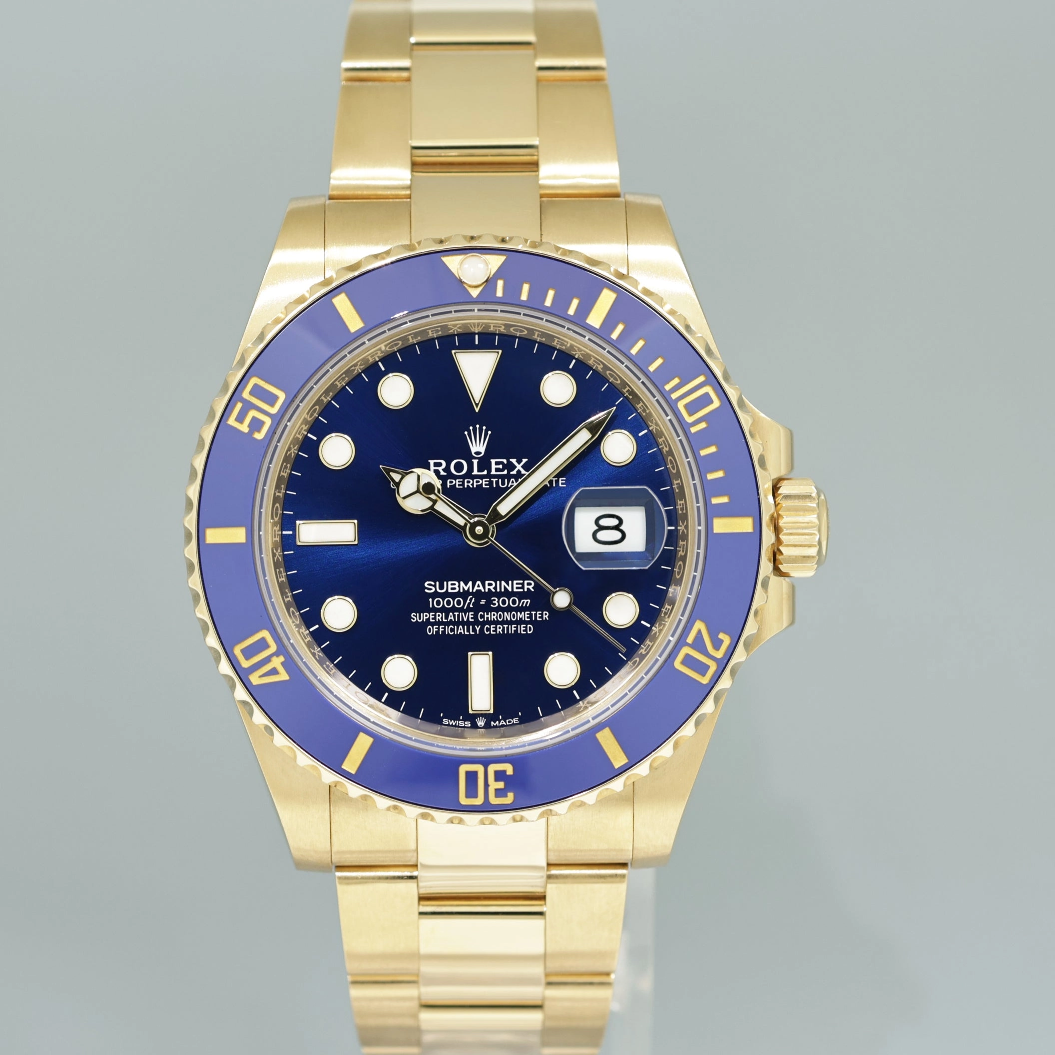 2023 NEW Rolex Sunburst Blue Dial Ceramic Bezel 126618LB Yellow Gold 41mm Watch Box