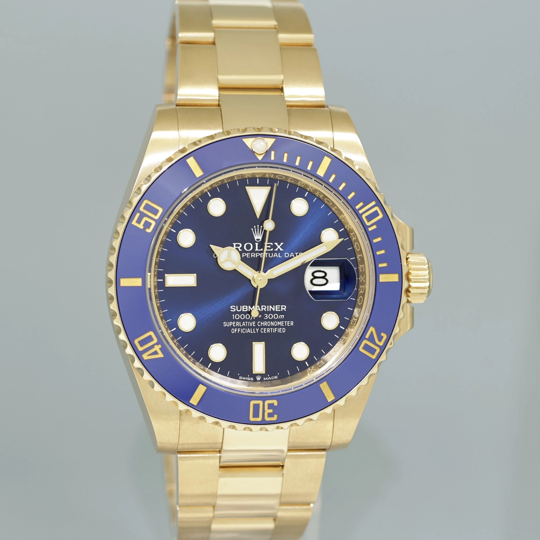 2023 NEW Rolex Sunburst Blue Dial Ceramic Bezel 126618LB Yellow Gold 41mm Watch Box