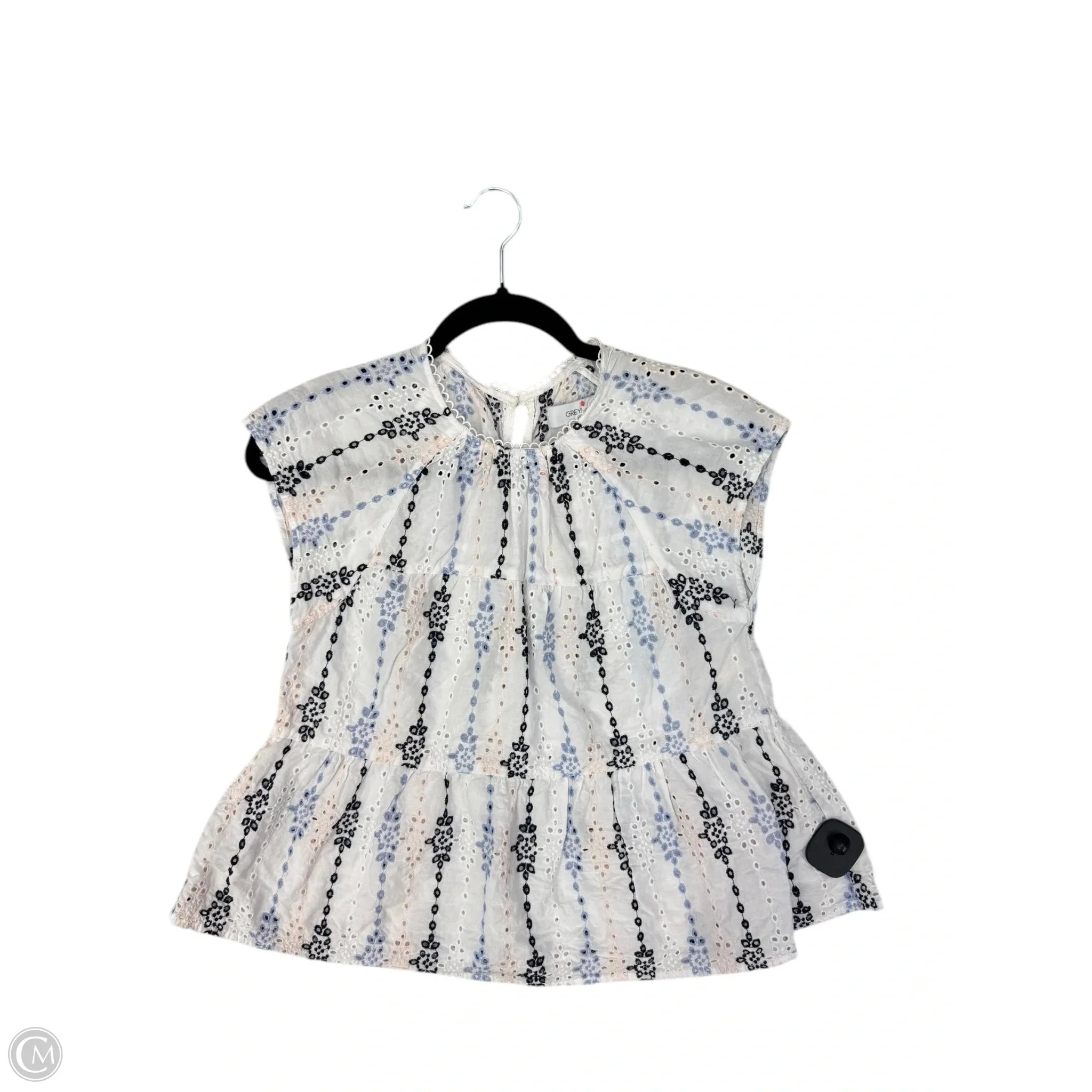 Blouse Short Sleeve By Greylin In White, Size: S
