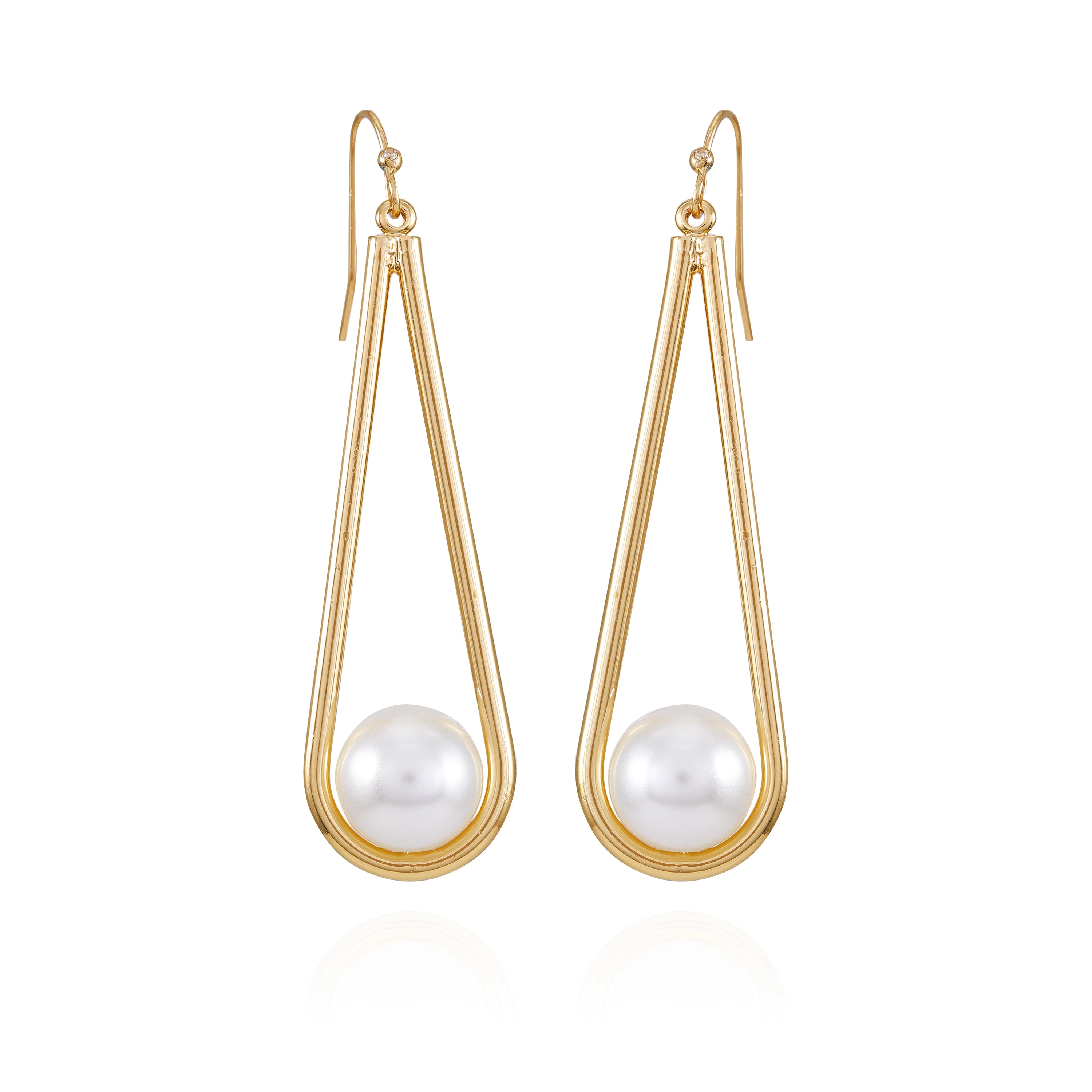 Goldtone Pearl Drop Dangle Earrings