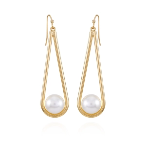 Goldtone Pearl Drop Dangle Earrings