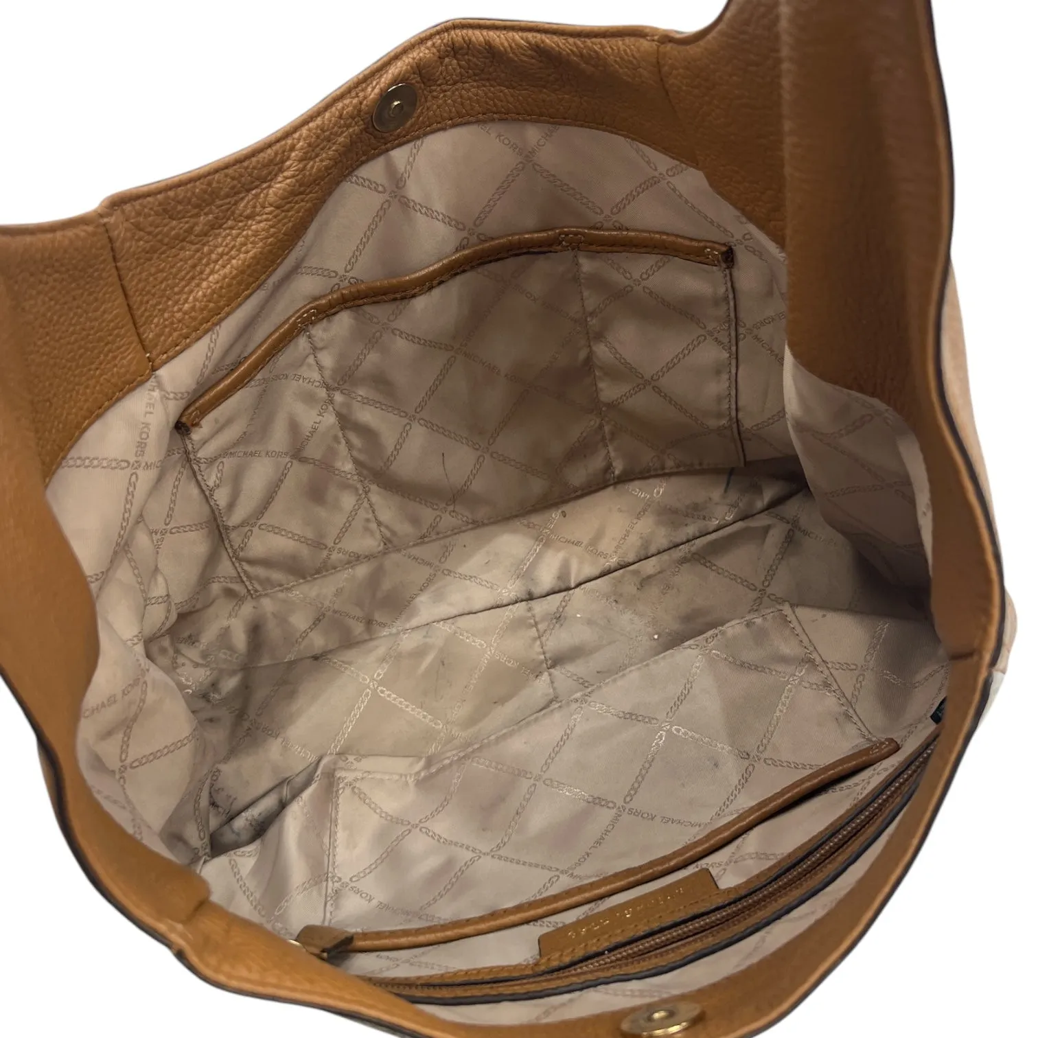 Handbag By Michael By Michael Kors In Brown & Cream, Size:Large