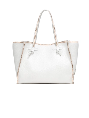 Marcella White Leather Shoulder Bag