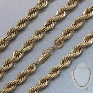Men's 65.27g 14k Yellow Gold Rope Chain 24" Necklace