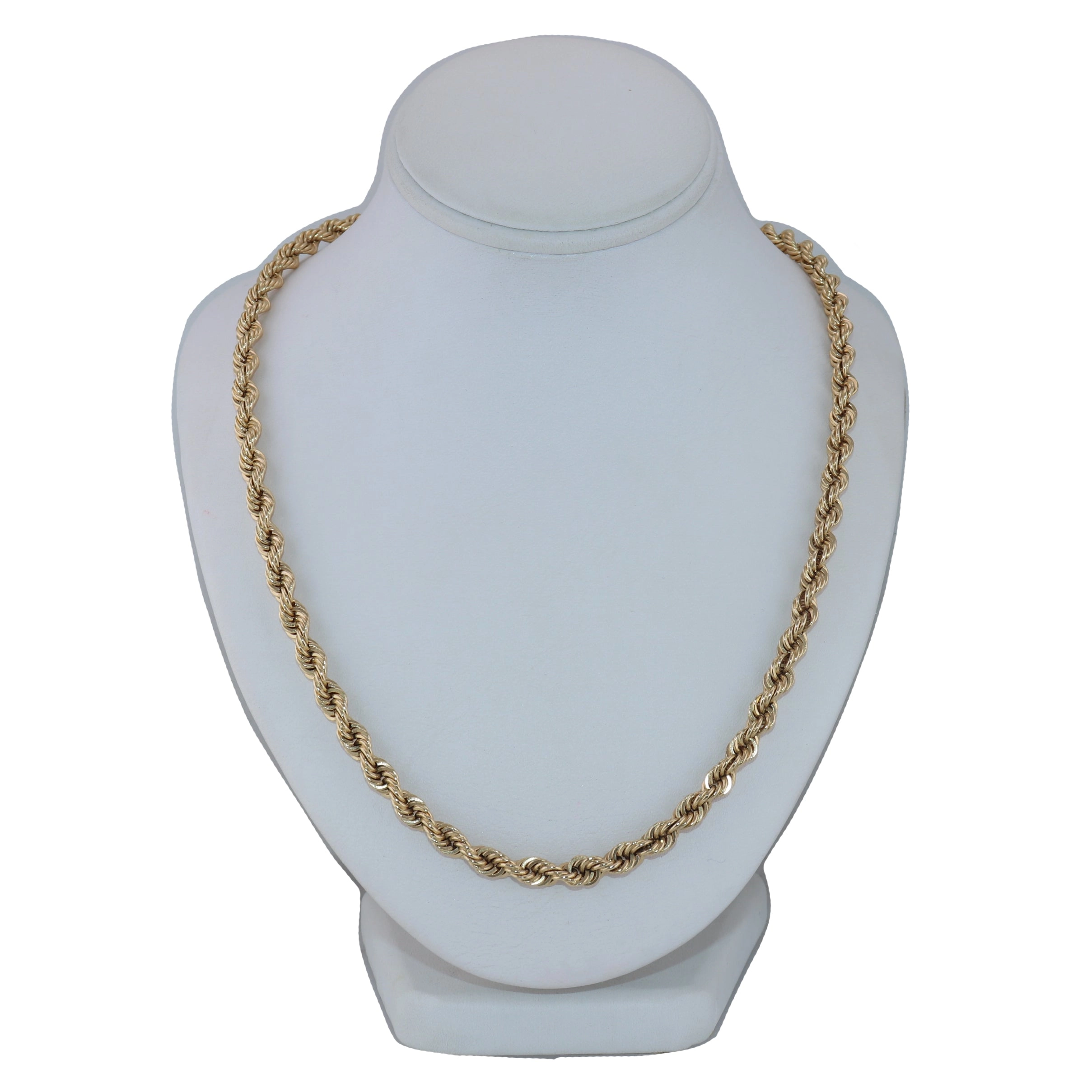 Men's 65.27g 14k Yellow Gold Rope Chain 24" Necklace