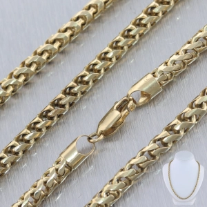 Men's 75.9g 14k Yellow Gold Franco Wheat Braid 24" Chain Necklace