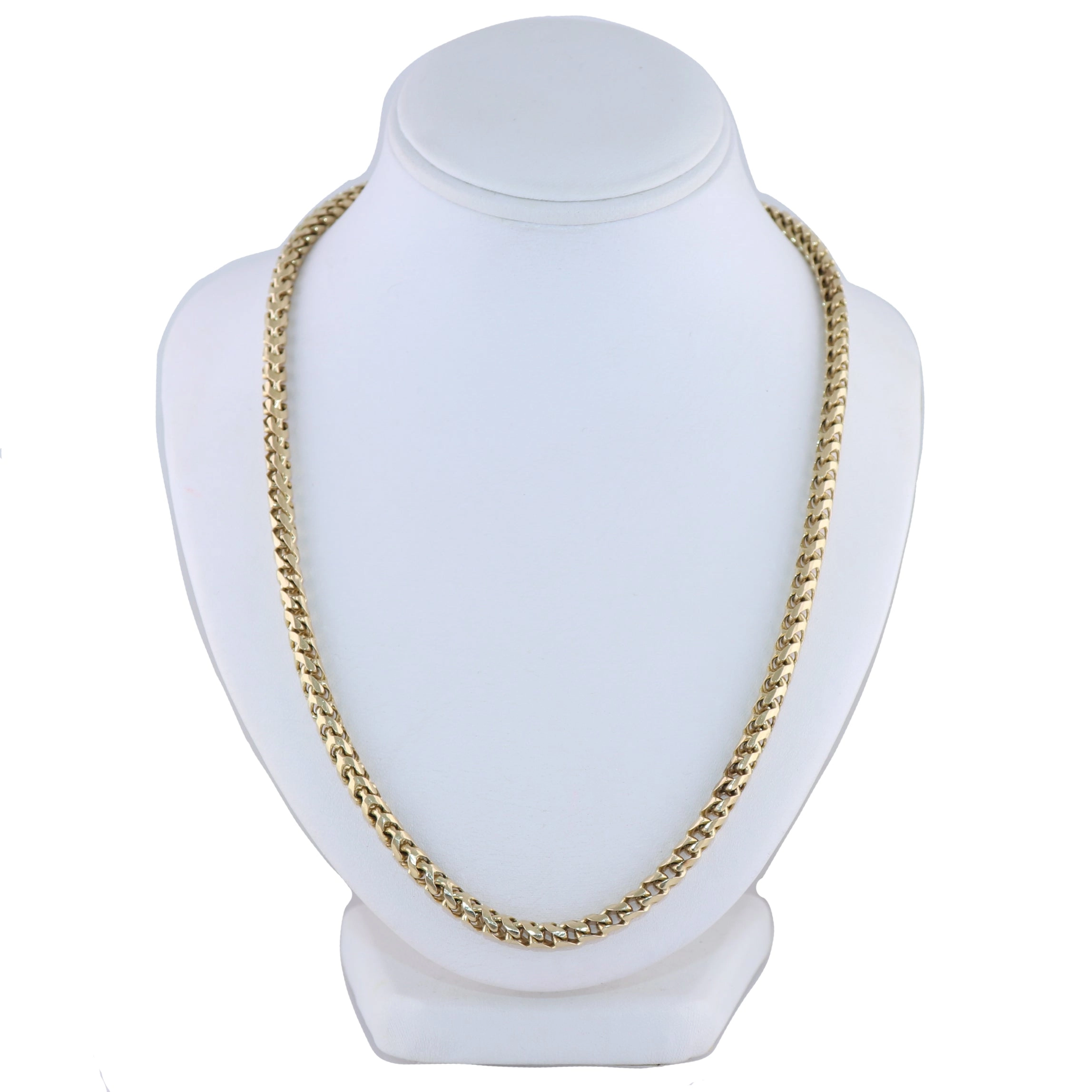 Men's 75.9g 14k Yellow Gold Franco Wheat Braid 24" Chain Necklace