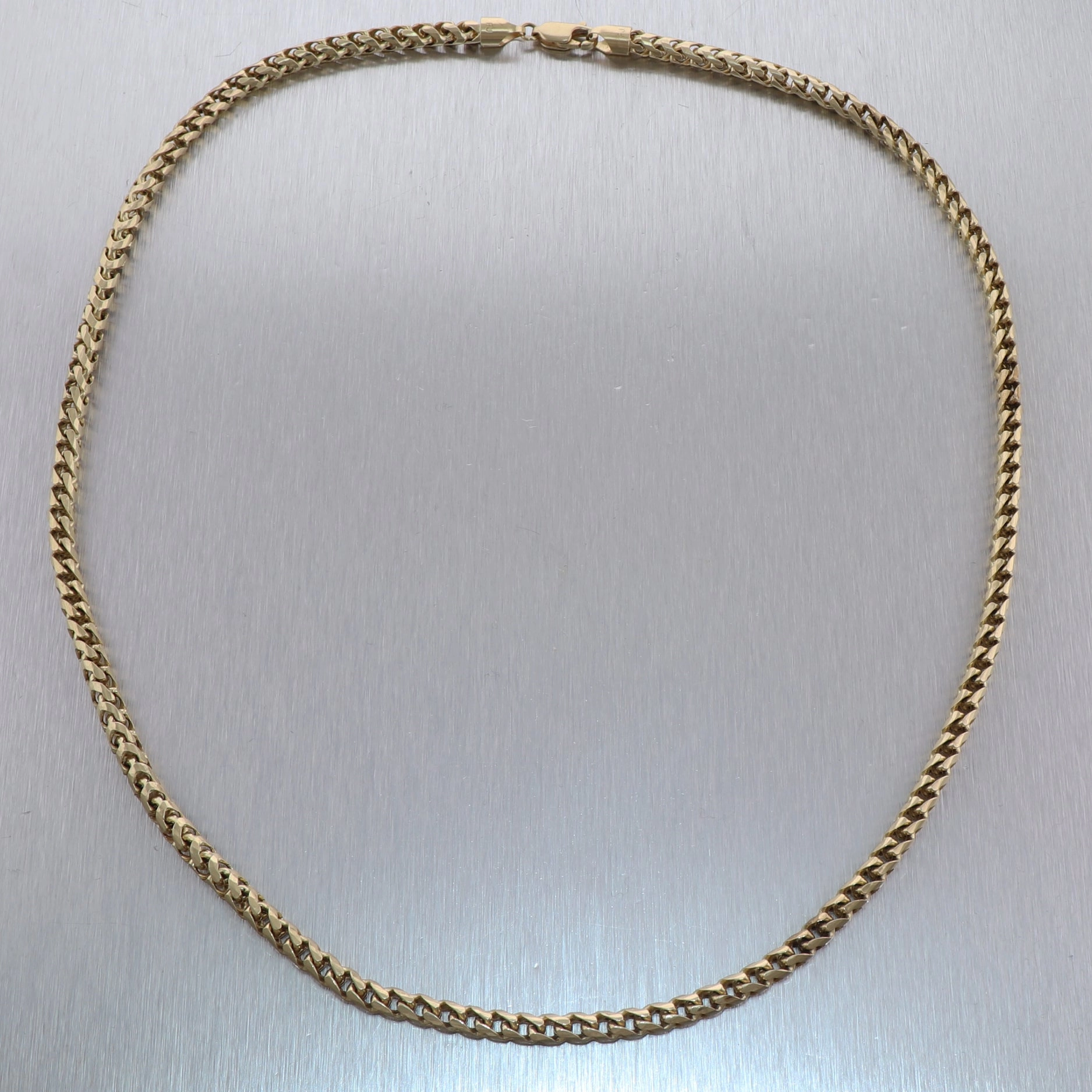 Men's 75.9g 14k Yellow Gold Franco Wheat Braid 24" Chain Necklace