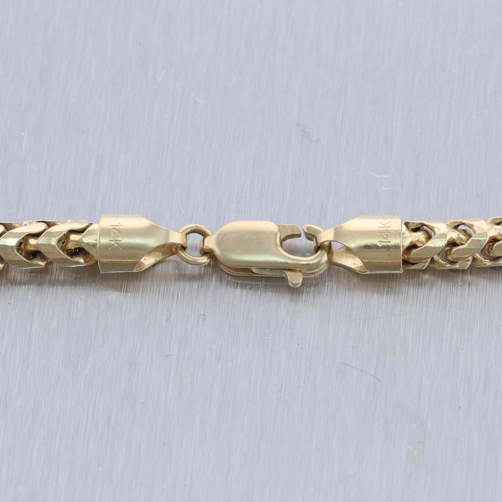 Men's 75.9g 14k Yellow Gold Franco Wheat Braid 24" Chain Necklace
