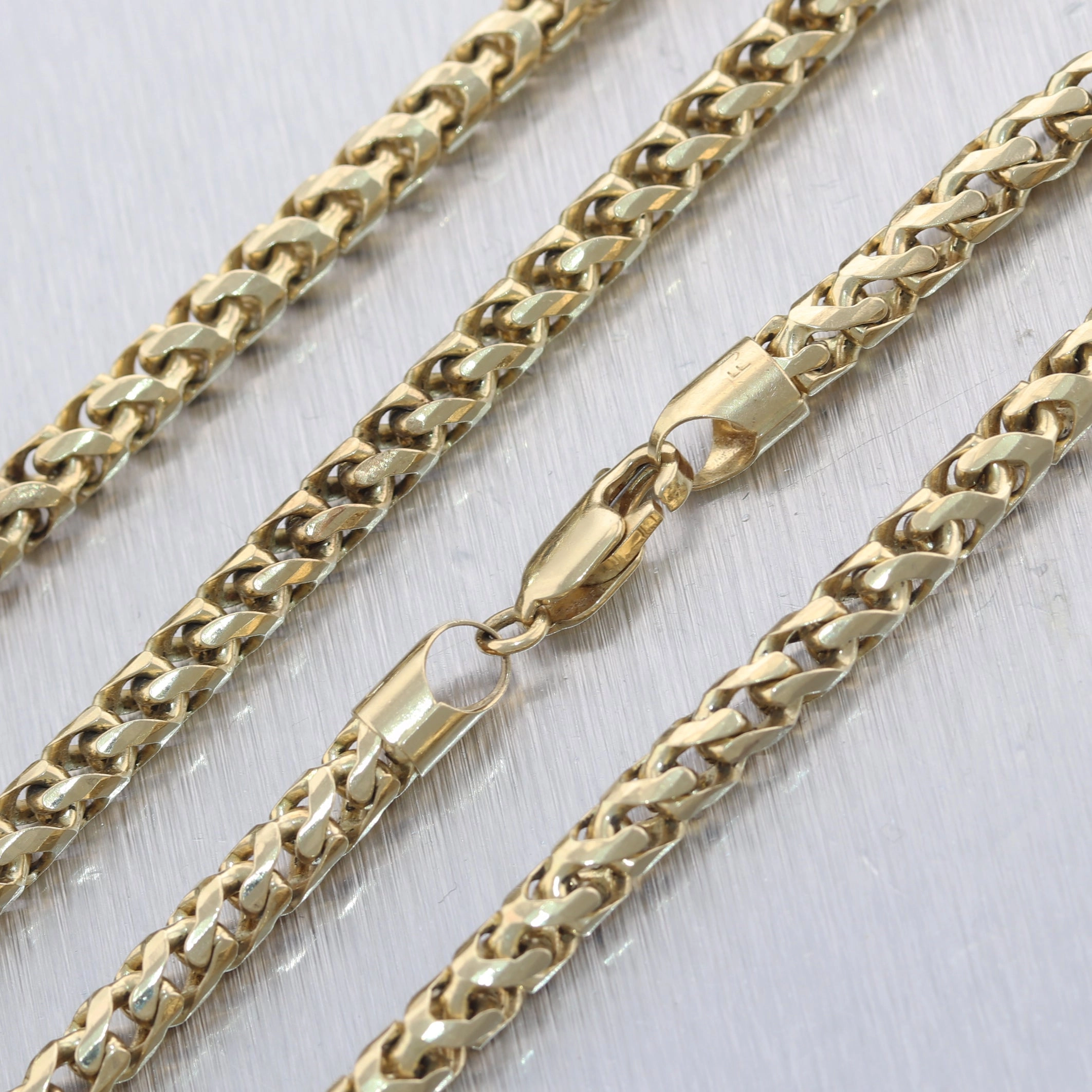 Men's 75.9g 14k Yellow Gold Franco Wheat Braid 24" Chain Necklace