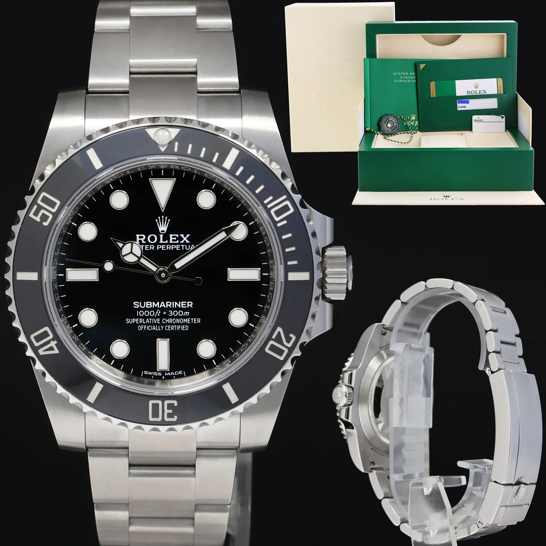 MINT 2018 PAPERS Rolex Submariner No Date 114060 Steel Black Ceramic Watch Box