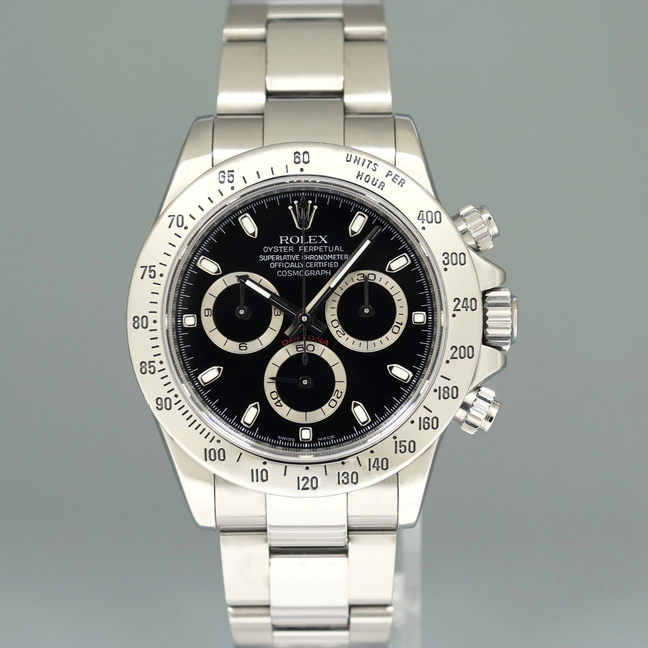 MINT 2021 RSC PAPERS Rolex Daytona 116520 Black Chrono Steel Cosmograph Watch