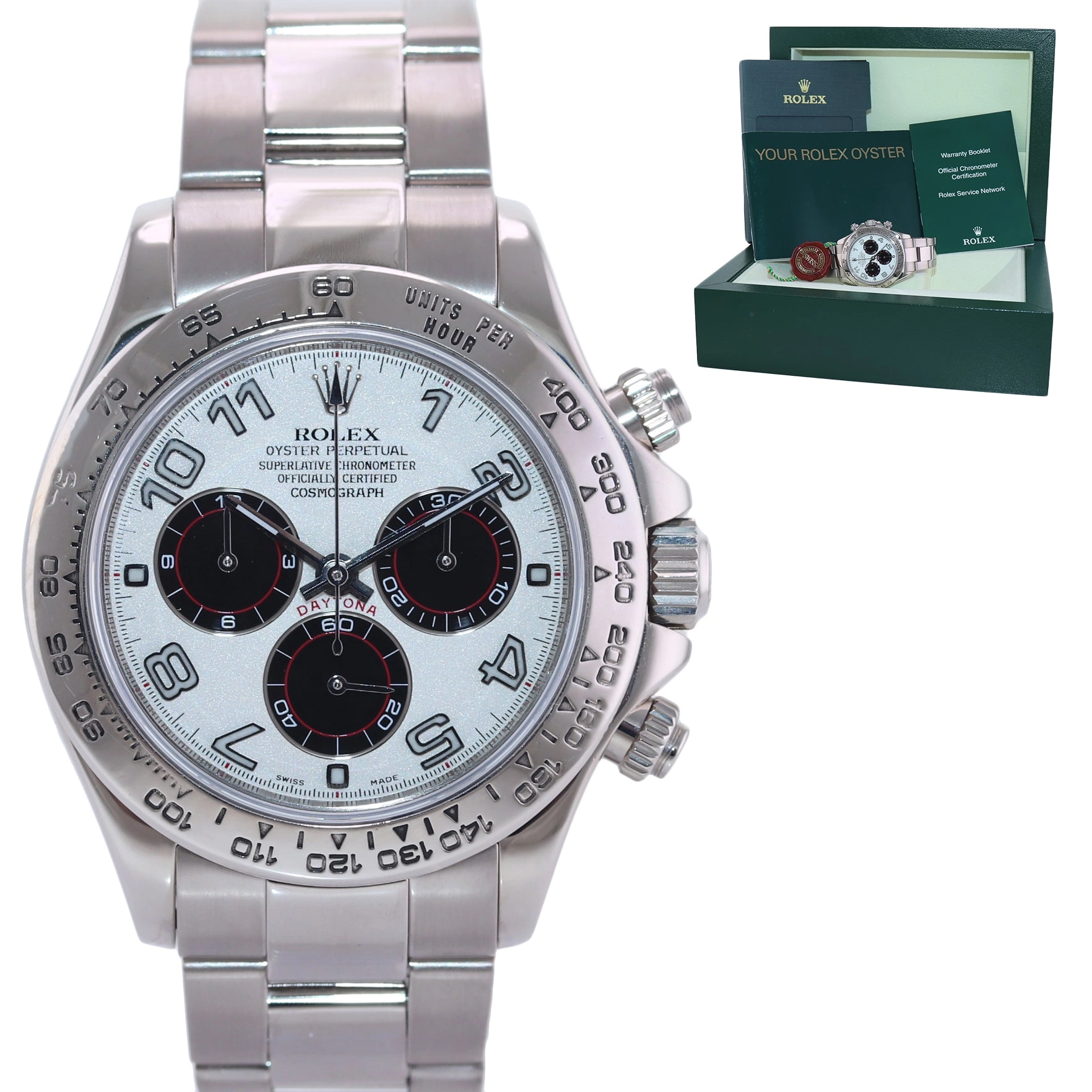 MINT Rolex Daytona White Gold Black White Panda 116509 Chronograph Watch Box
