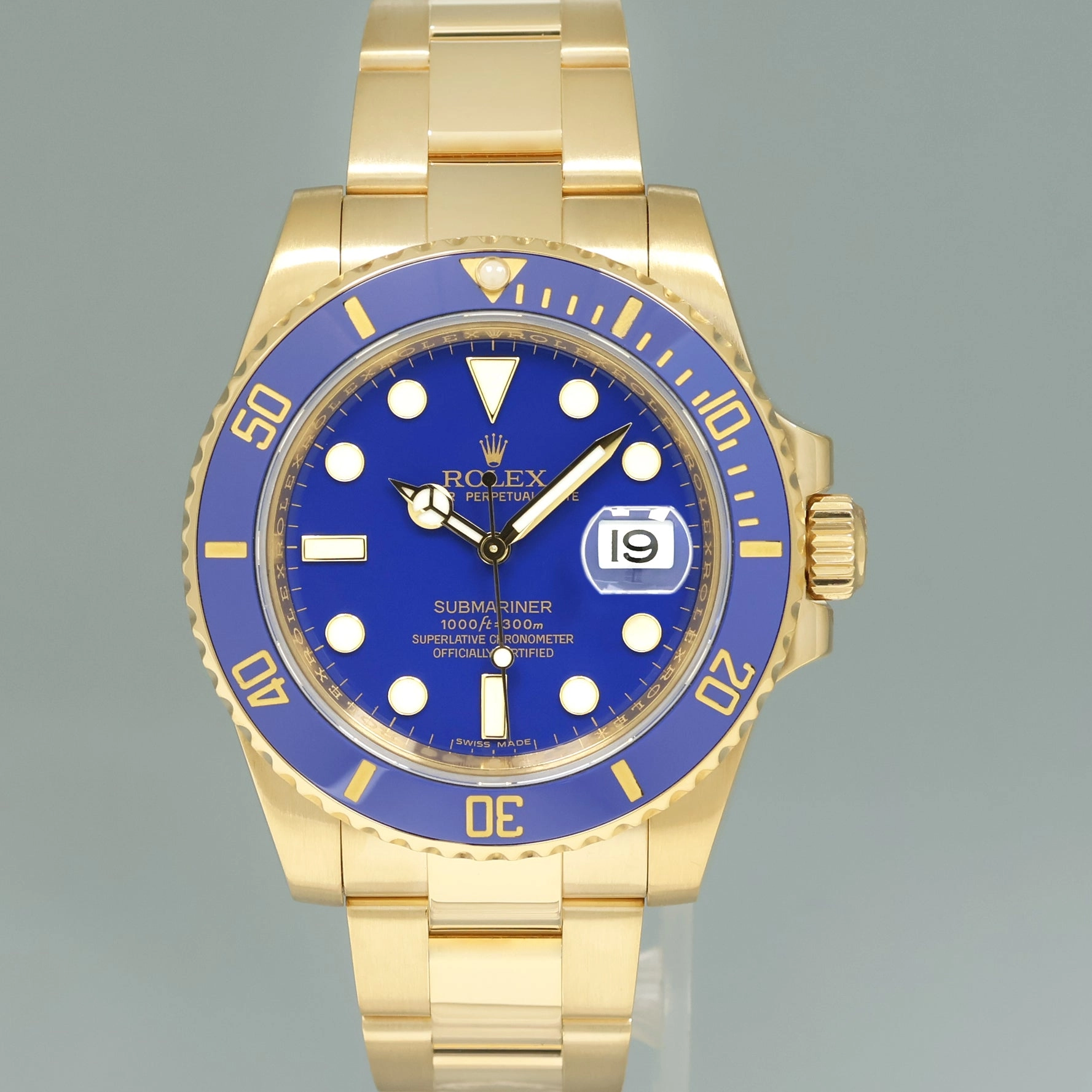 MINT Rolex Submariner Ceramic Flat Blue Smurf 116618LB Yellow Gold 40mm Watch Box
