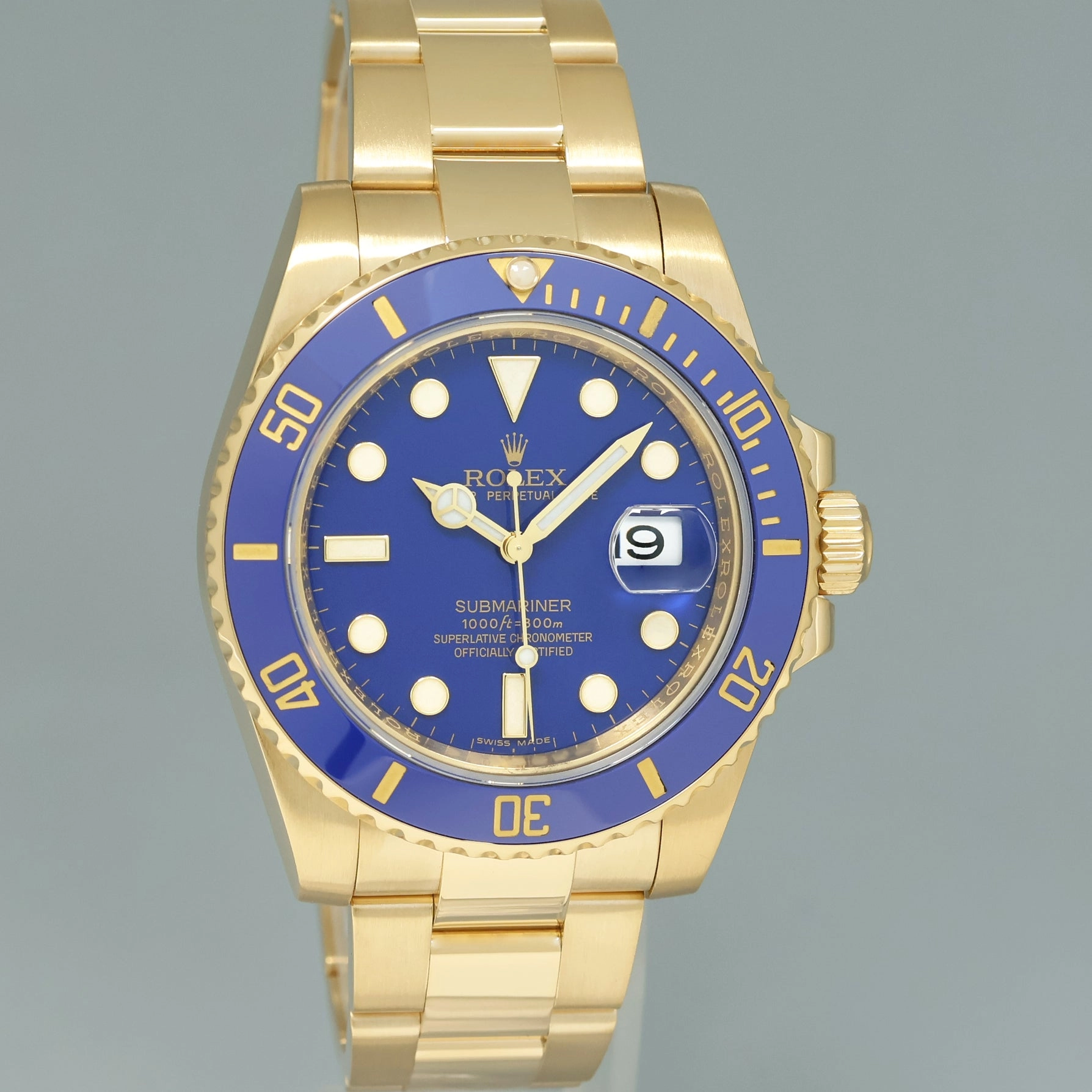 MINT Rolex Submariner Ceramic Flat Blue Smurf 116618LB Yellow Gold 40mm Watch Box