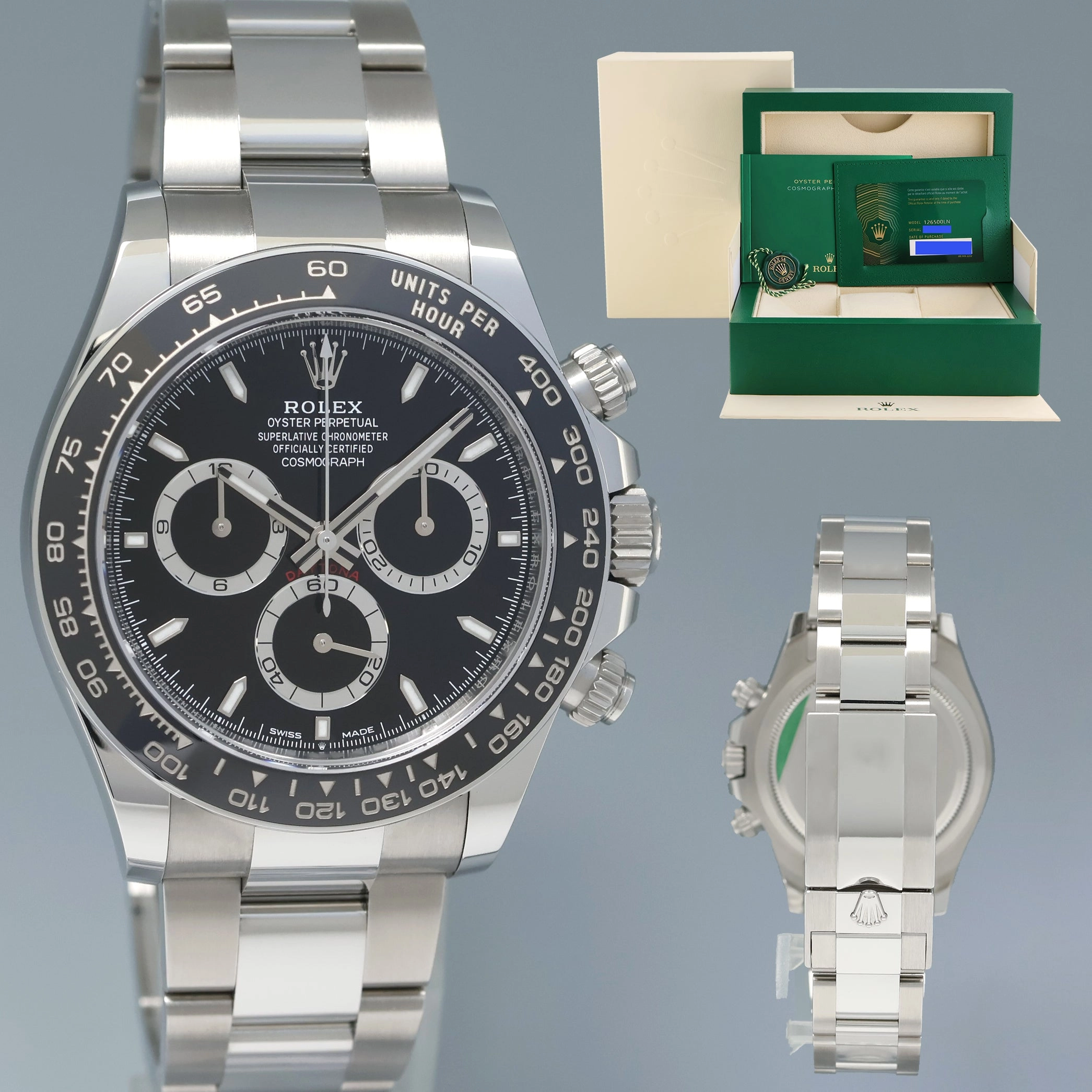 NOV 2024 NEW PAPERS Rolex Daytona 126500LN Black Ceramic Steel 40mm Watch Box