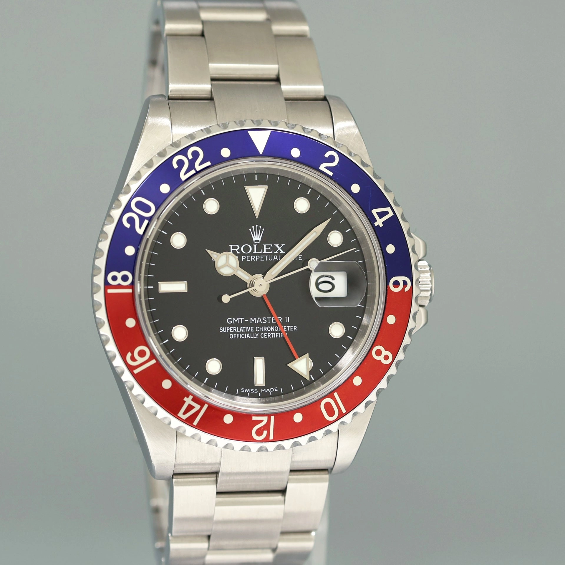 PAPERS 2007 Rolex GMT-Master II 16710 PEPSI Steel 3186 Blue Error Stick 2022 RSC Watch