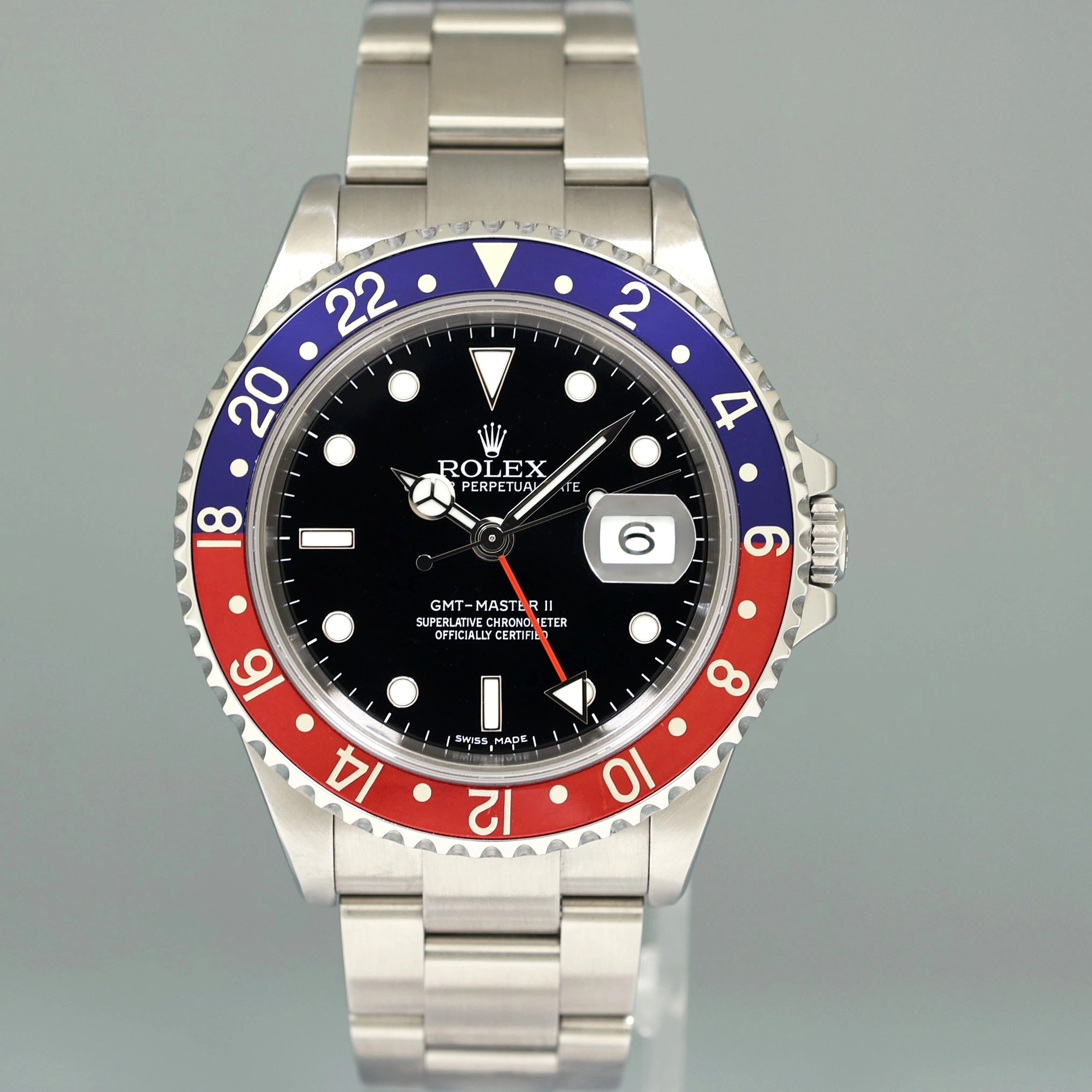 PAPERS 2007 Rolex GMT-Master II 16710 PEPSI Steel 3186 Blue Error Stick 2022 RSC Watch