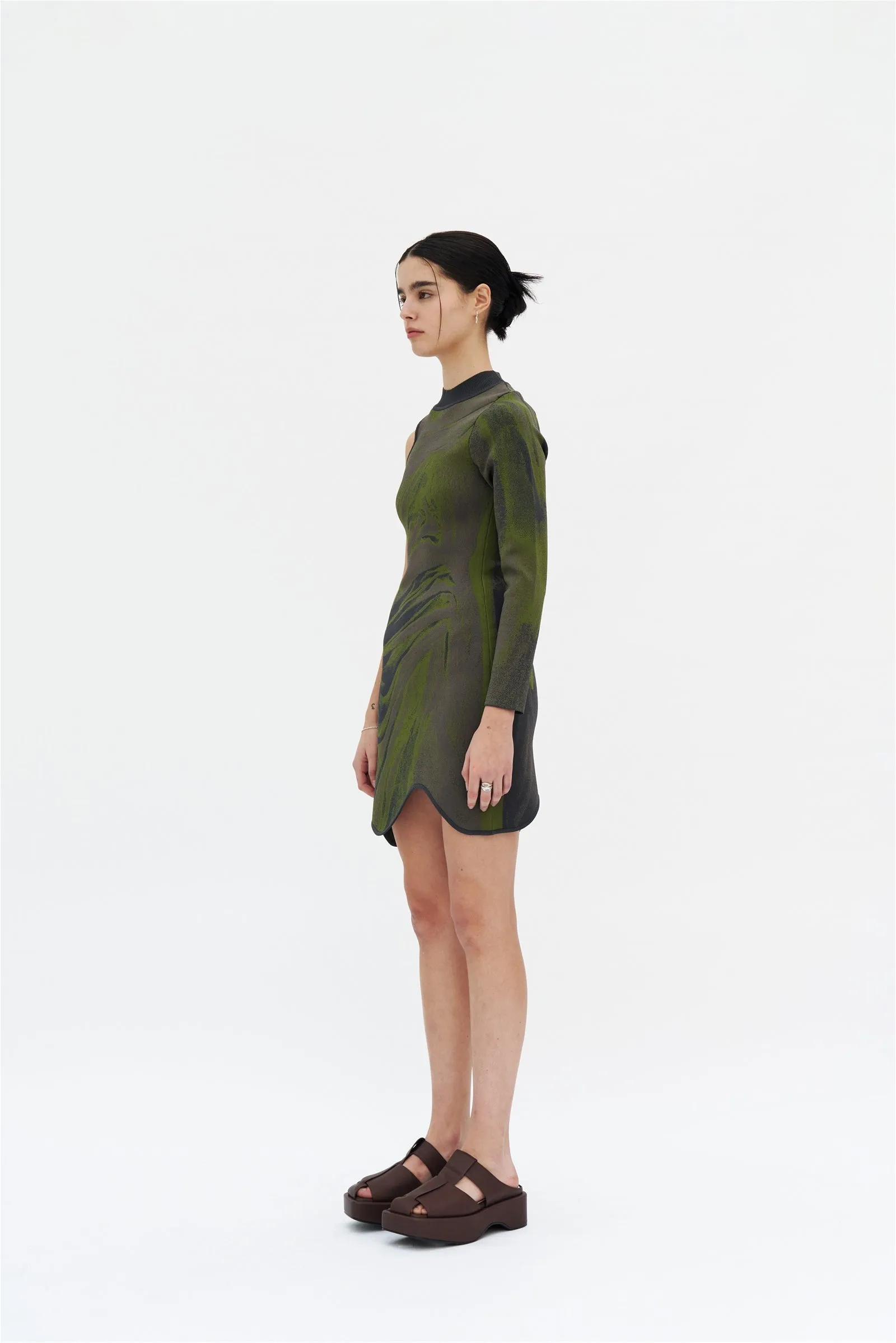 REX ONE SLEEVE WAVY DRESS