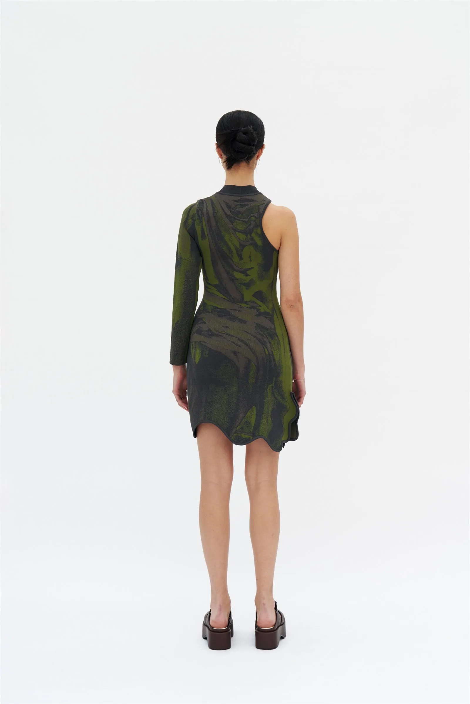 REX ONE SLEEVE WAVY DRESS