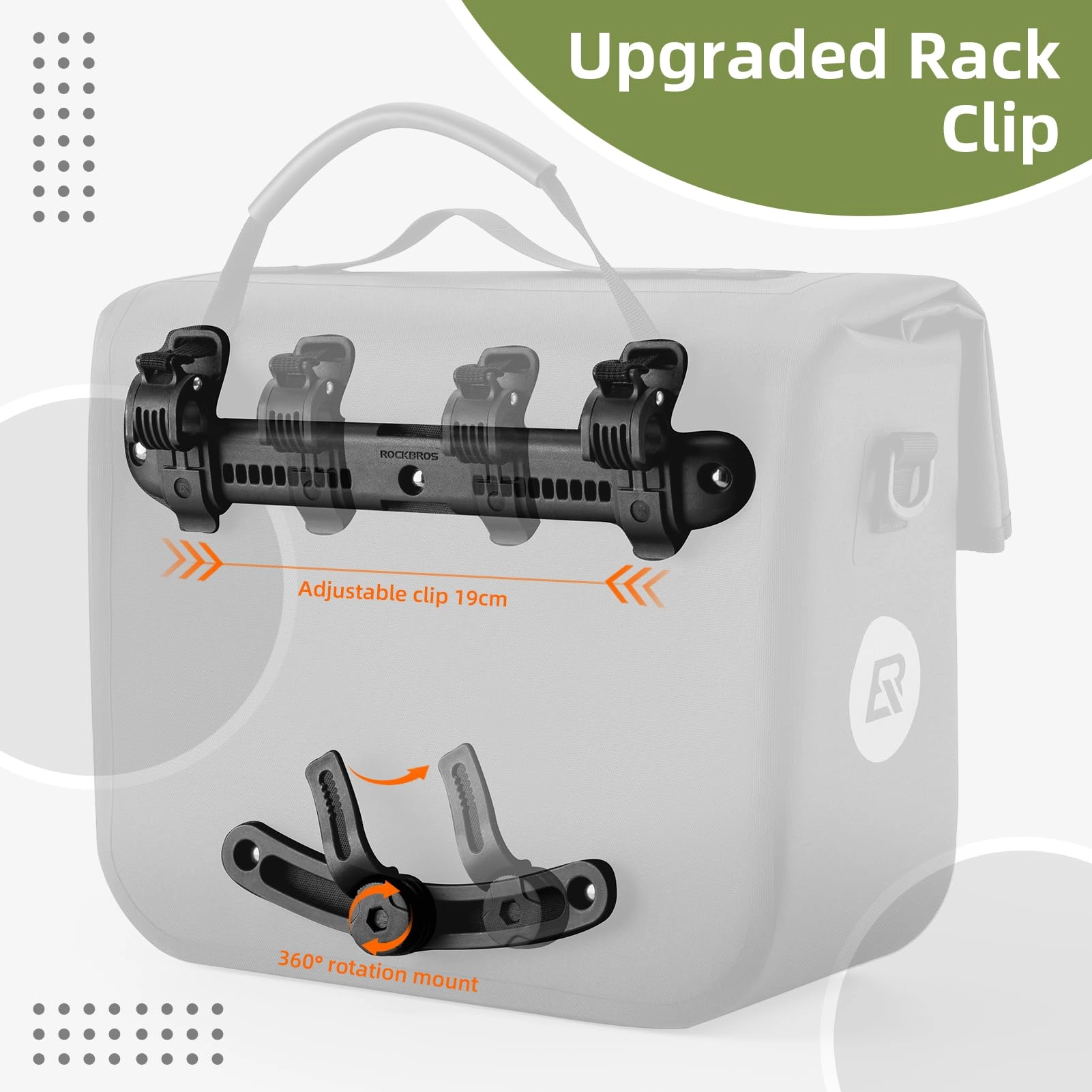 ROCKBROS Bike Panniers 15L Waterproof Bike Rack Bag for Cycling Commuting