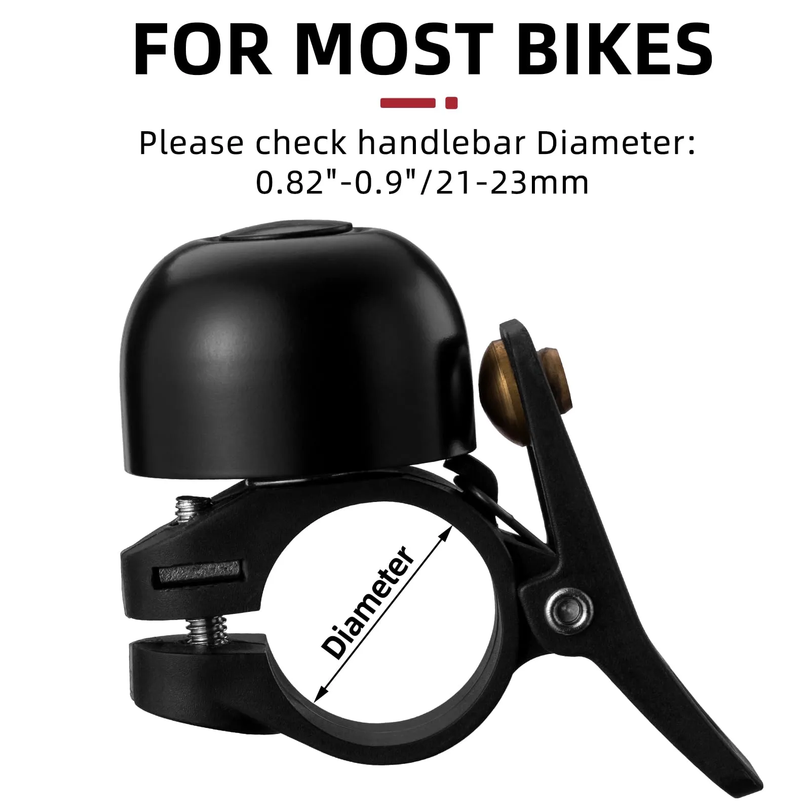 ROCKBROS Copper Alloy Bike Bell, Loud Classic Ring, Fits 21-23mm Handlebars for Adults