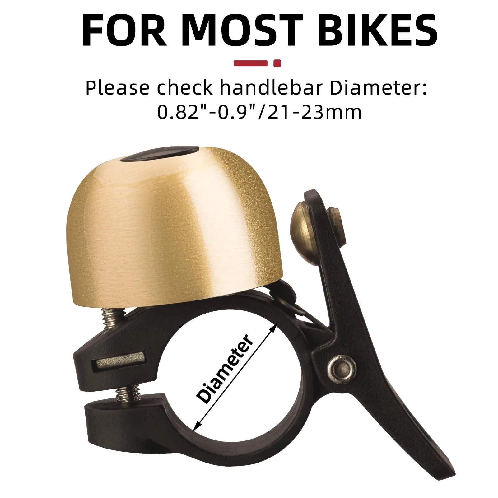 ROCKBROS Copper Alloy Bike Bell, Loud Classic Ring, Fits 21-23mm Handlebars for Adults
