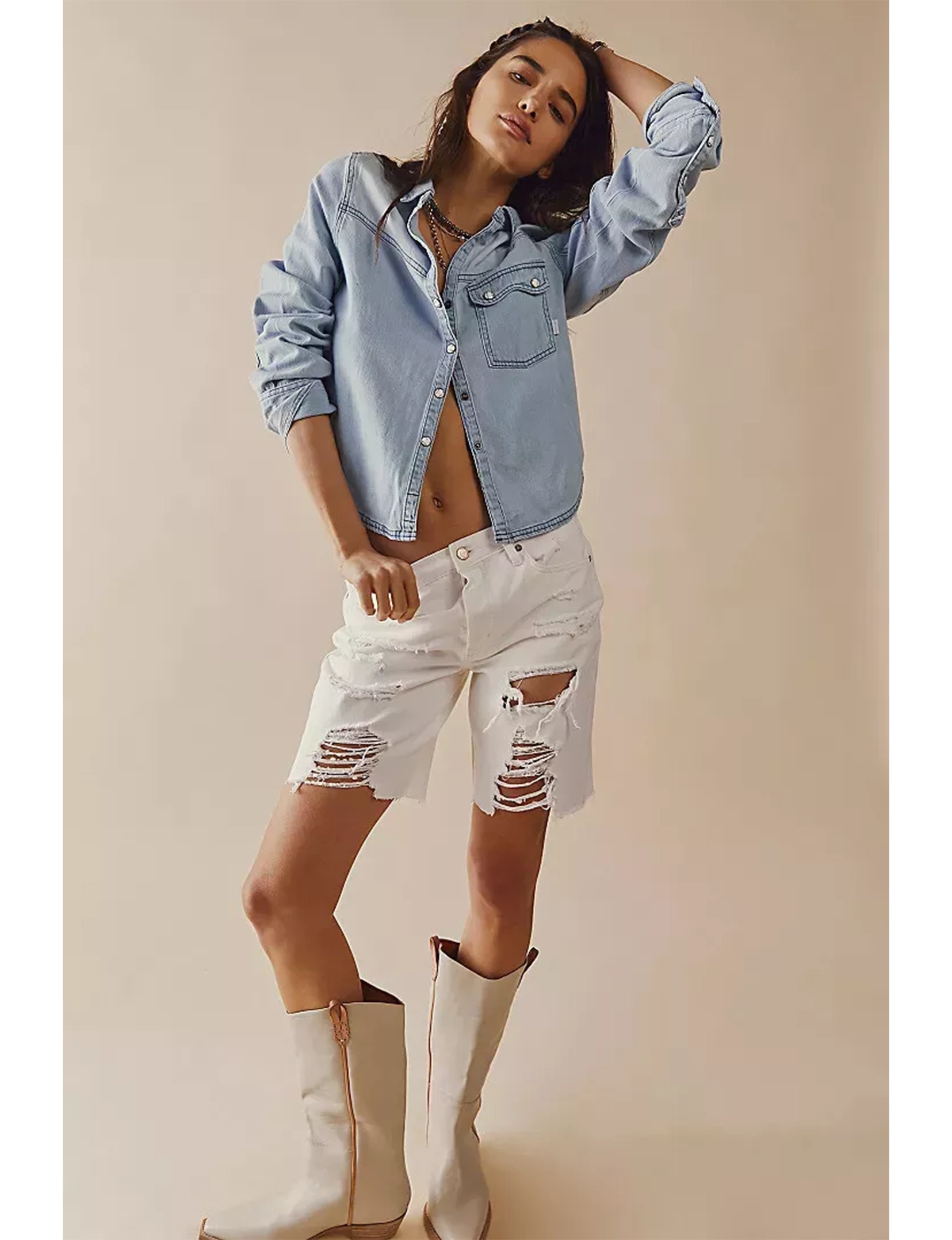 Shrunken Denim Indigo, Light Wash Faded
