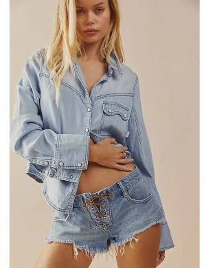 Shrunken Denim Indigo, Light Wash Faded
