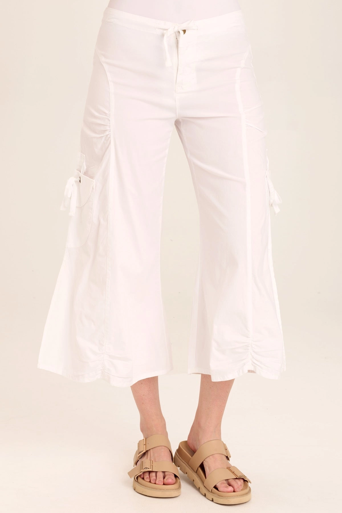 Split Wide-Leg Cargo Gaucho Crop