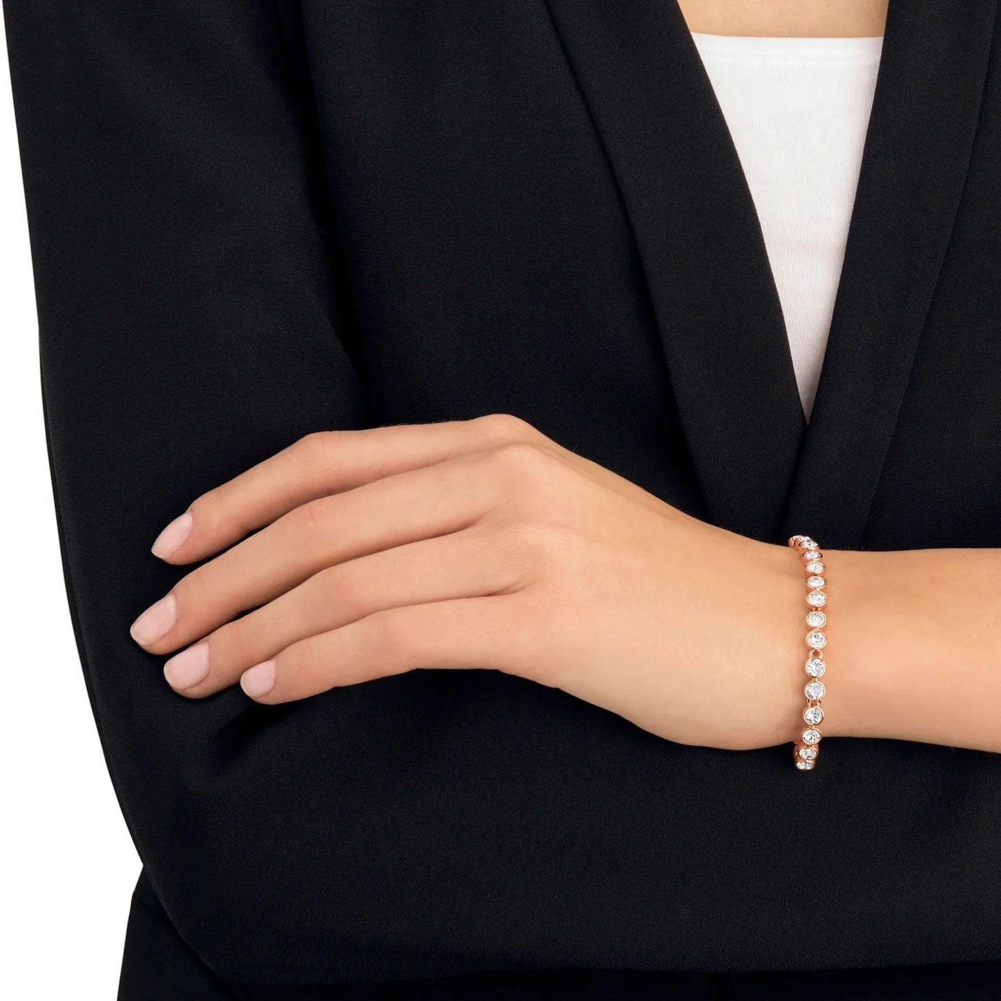 Swarovski Tennis Bracelet Clear Crystals Rose Gold Plated 5039938