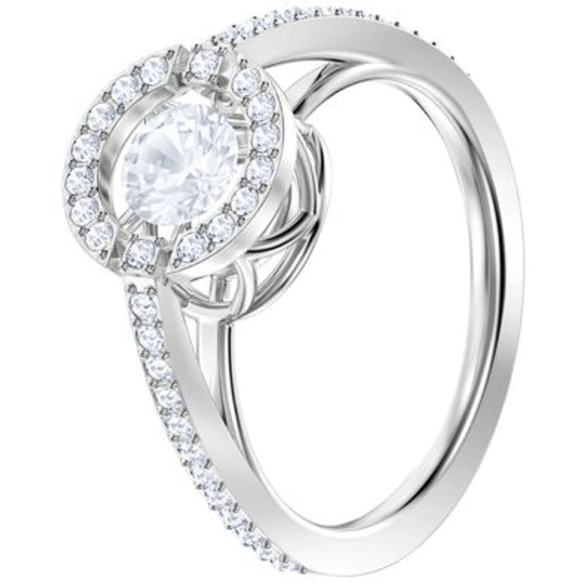 Swarovski Women's Ring - Sparkling Dance Rhodium Plated White Crystal Pave | 5465280