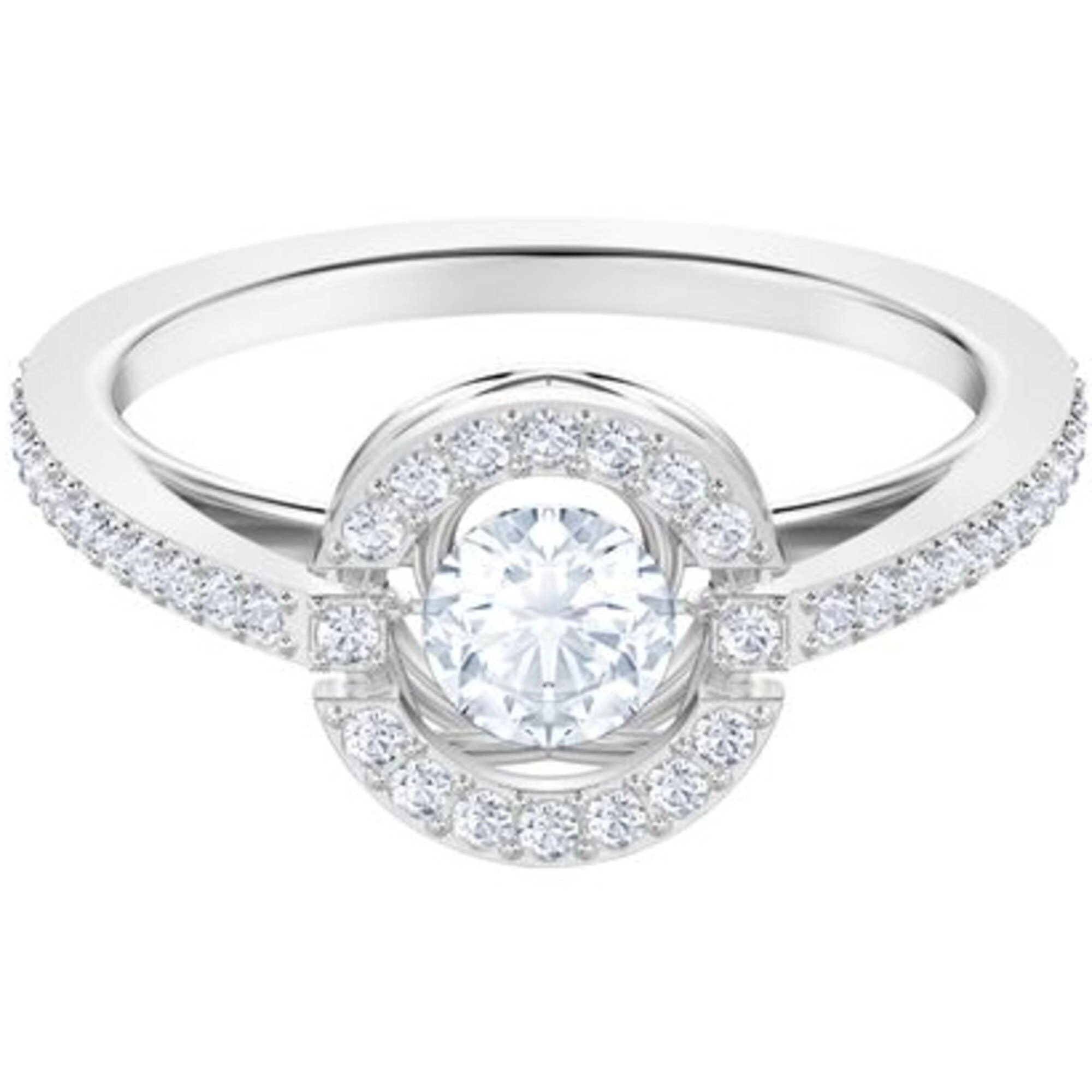 Swarovski Women's Ring - Sparkling Dance Rhodium Plated White Crystal Pave | 5465280