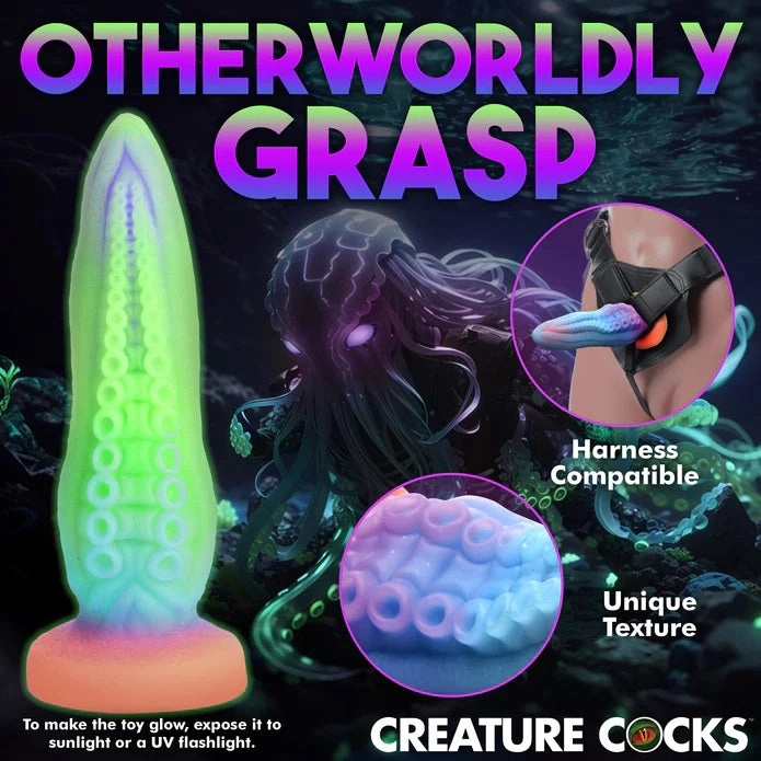 TENTA-COCK SILICONE GLOW-IN-THE-DARK DILDO