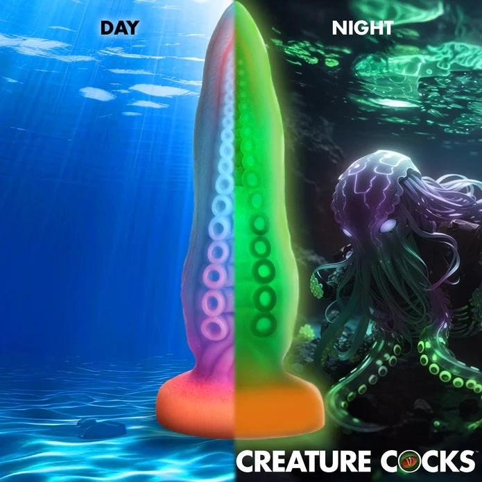 TENTA-COCK SILICONE GLOW-IN-THE-DARK DILDO