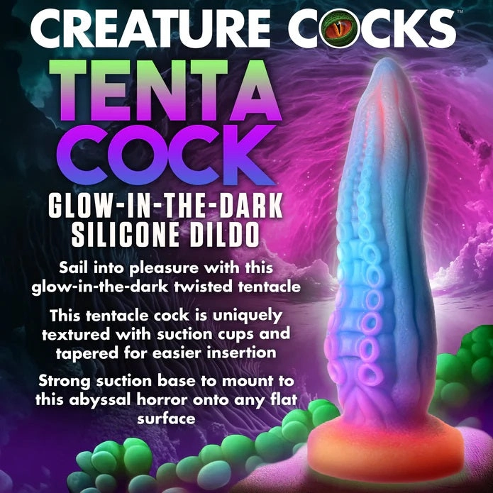 TENTA-COCK SILICONE GLOW-IN-THE-DARK DILDO