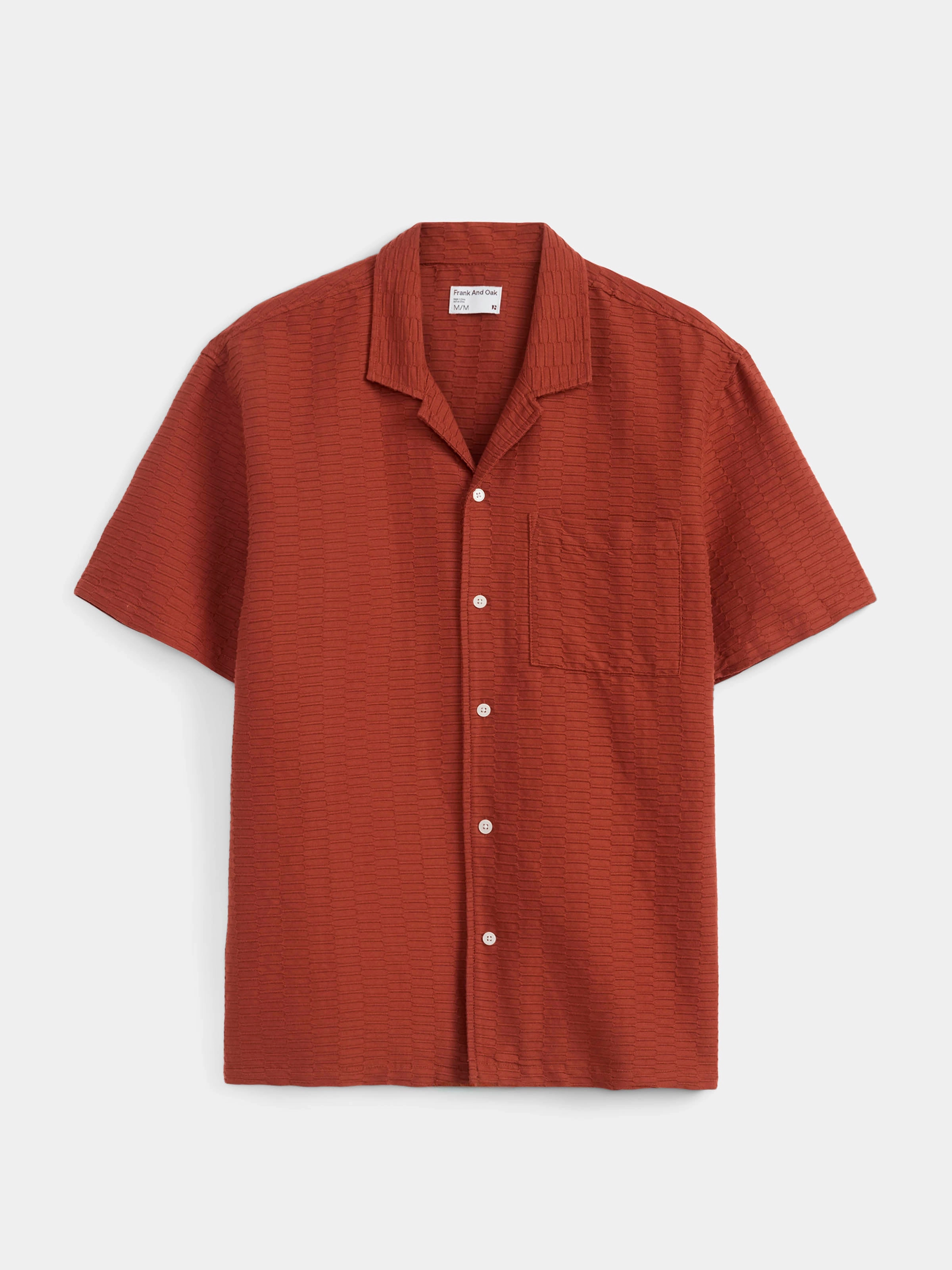 The Textured Camp Collar Shirt in Spice Orange