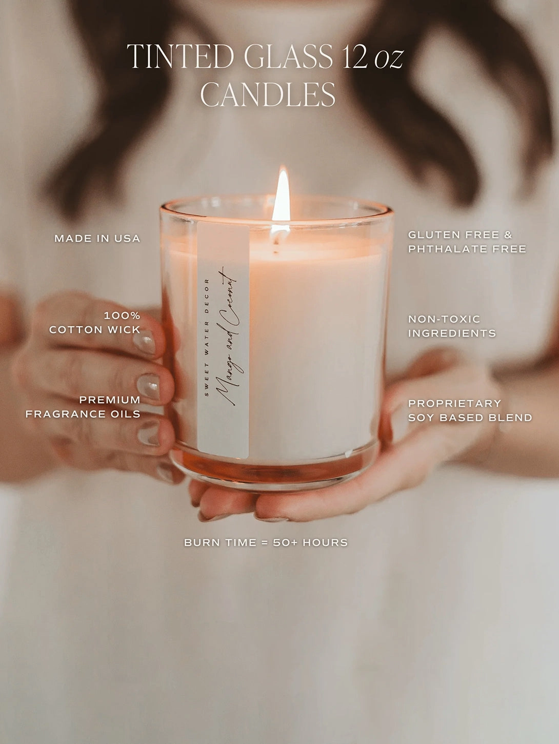 Tinted Glass Soy Candle - Pink Grapefruit