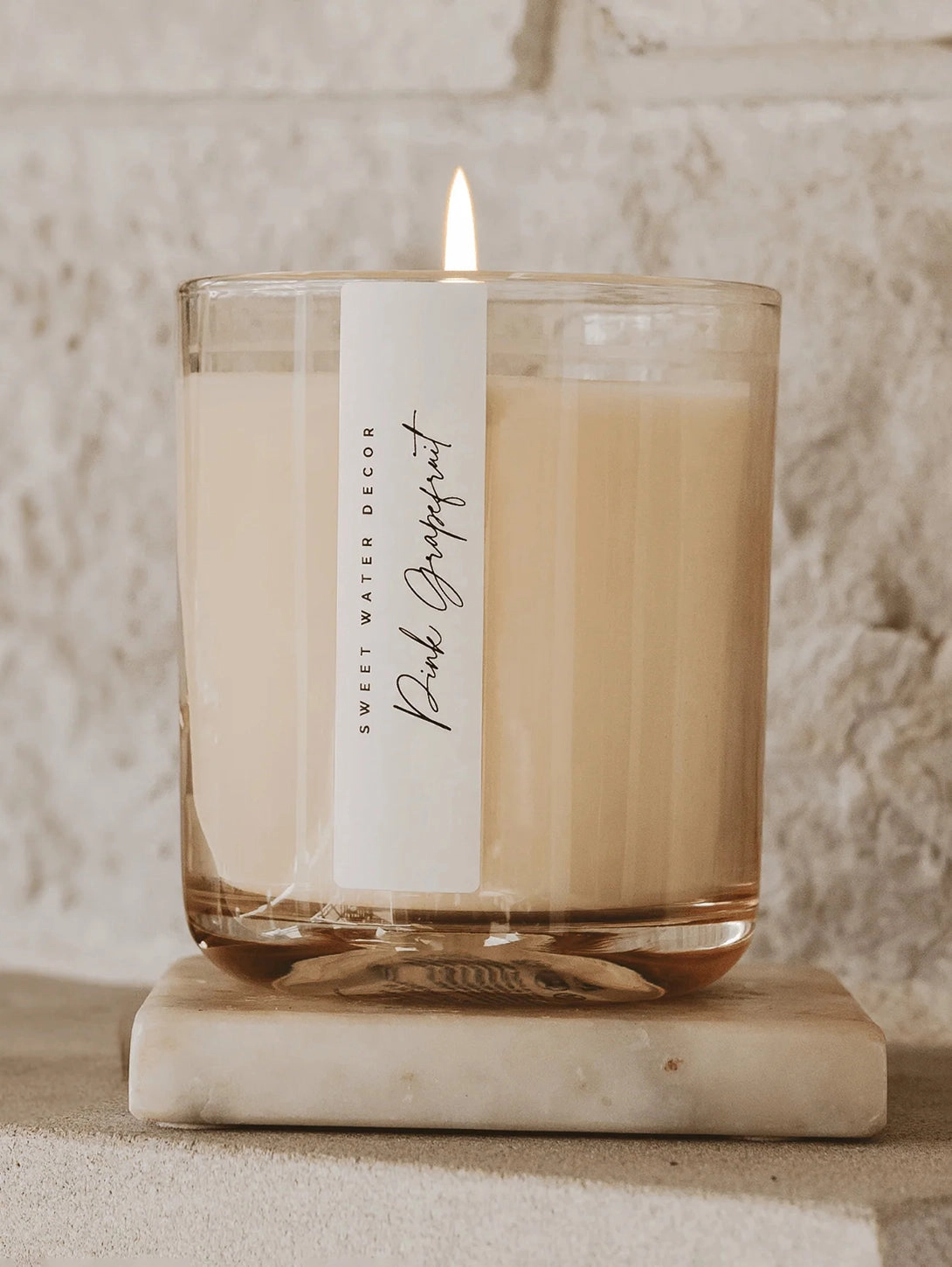 Tinted Glass Soy Candle - Pink Grapefruit