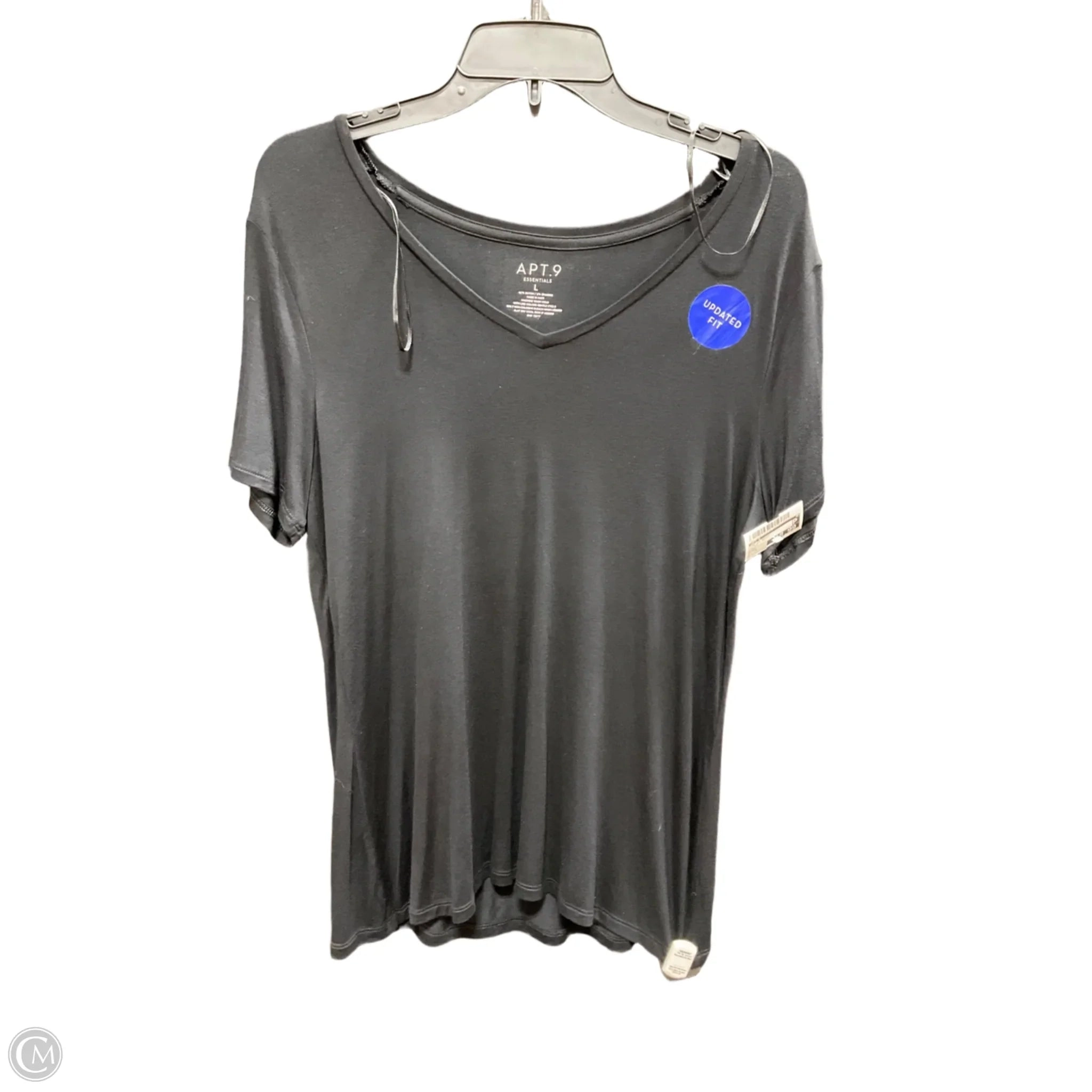 Top Short Sleeve Basic By Apt 9 In Black, Size: L